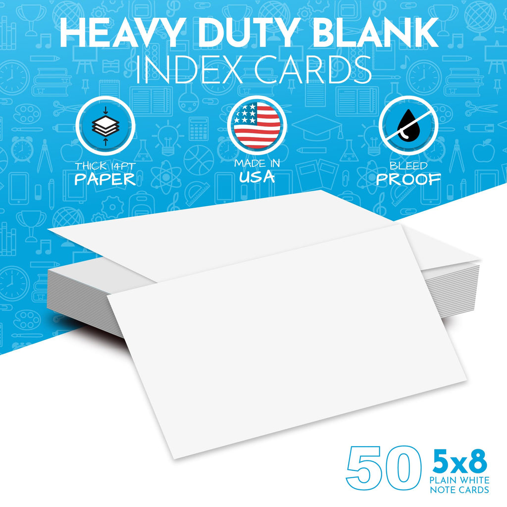Home Advantage 2x3.5 Blank Index Cards - Our 50 Pack of Blank Note Cards Use Heavy Duty Cardstock to Make Them Bleed Proof - These Plain Index Cards Make Great Blank Business Cards & Blank Flashcards