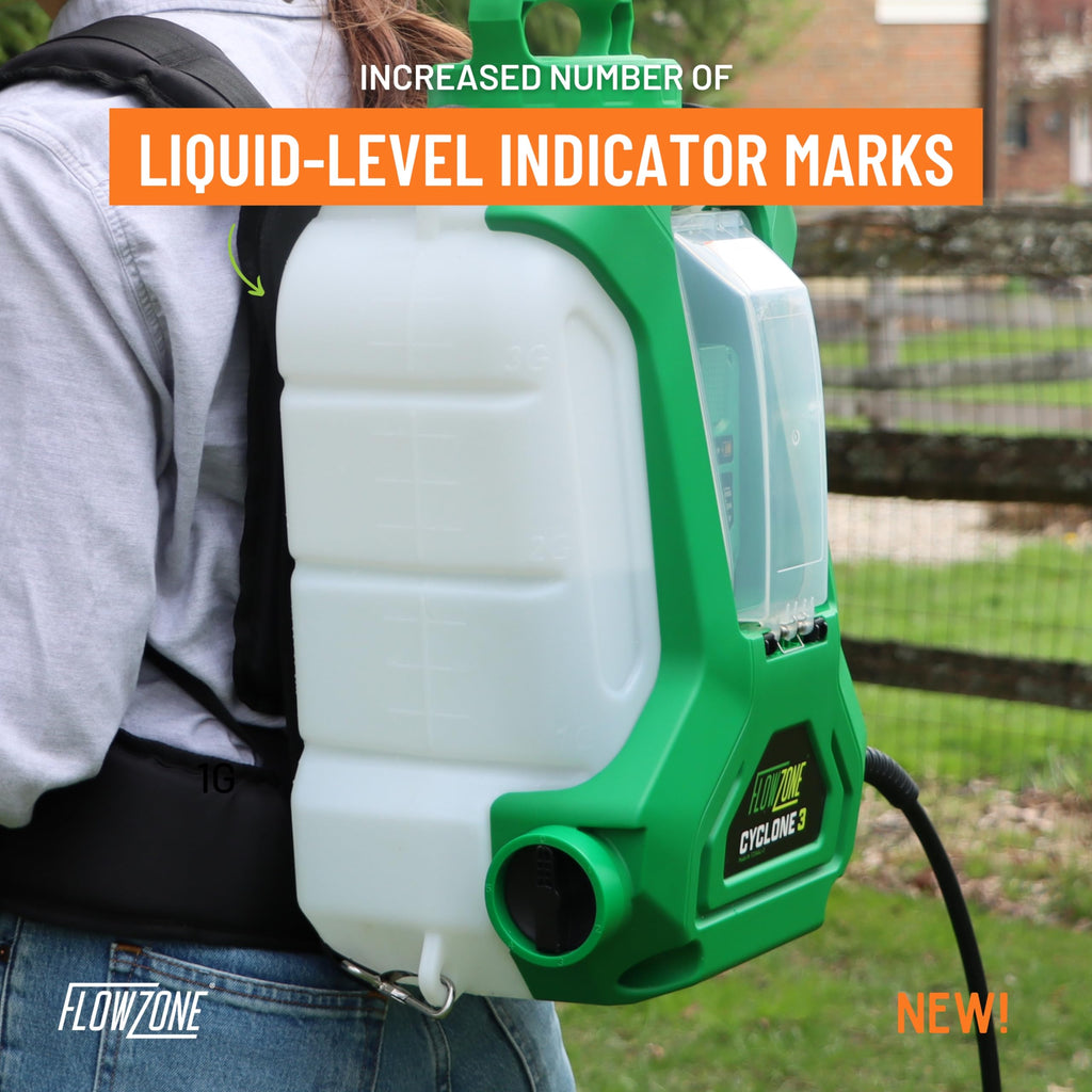 FlowZone Cyclone 3 Battery Powered Backpack Sprayer - Variable-Pressure 5-Position Electric Lawn & Garden Sprayer - 4 Gallon (Battery & Charger Included)