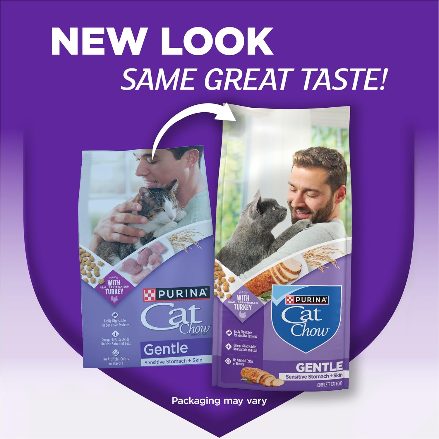 Purina Cat Chow Gentle Sensitive Stomach and Skin Dry Cat Food with Turkey - (Pack of 4) 3.15 lb. Bags
