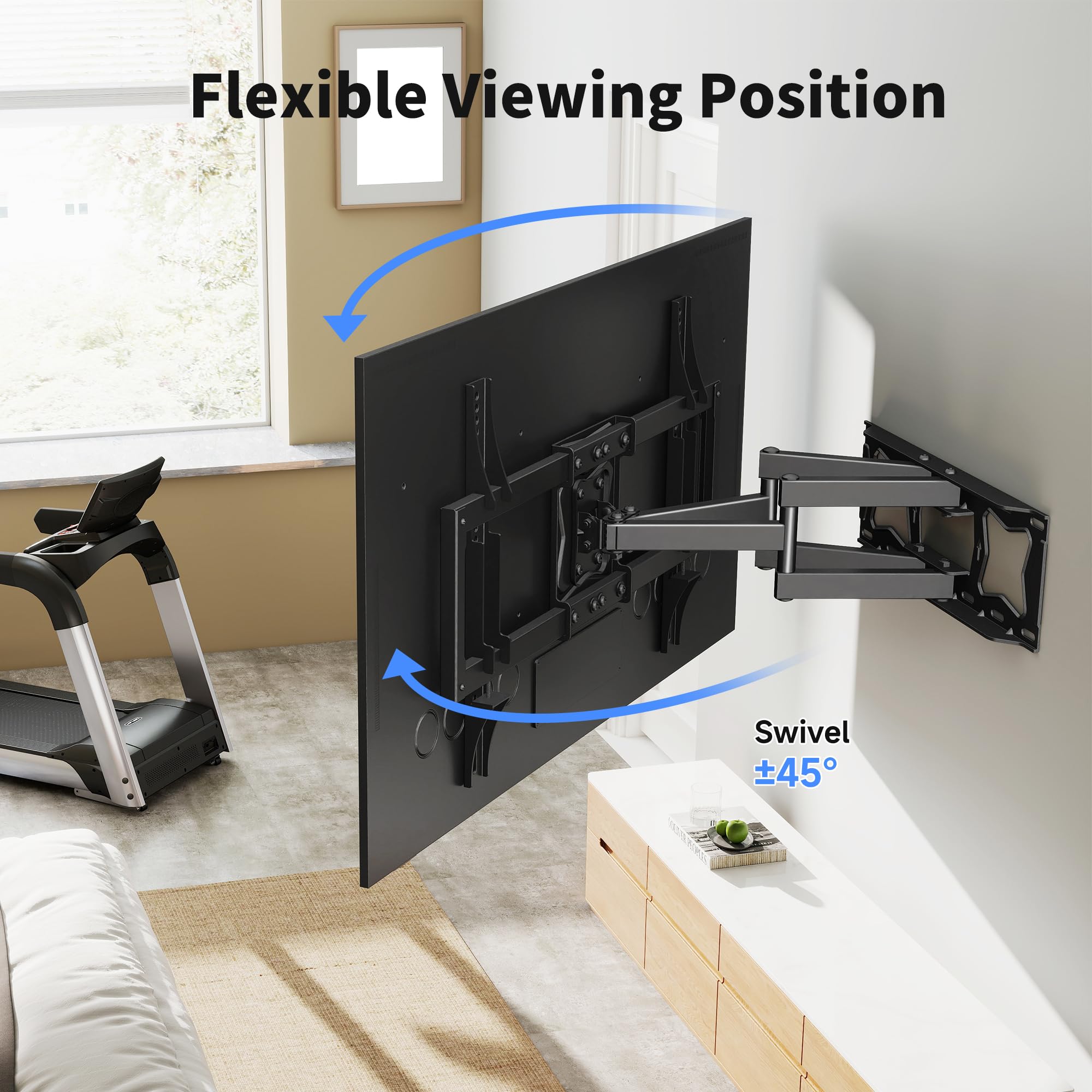 XINLEI Full Motion TV Wall Mount for Most 26"-70" Flat/Curved TV, Swivel Tilt Bracket with Articulating Dual Arms, Support 100lbs, Max VESA 400x400mm, Fits 12”/16" Wood Stud (MA570)