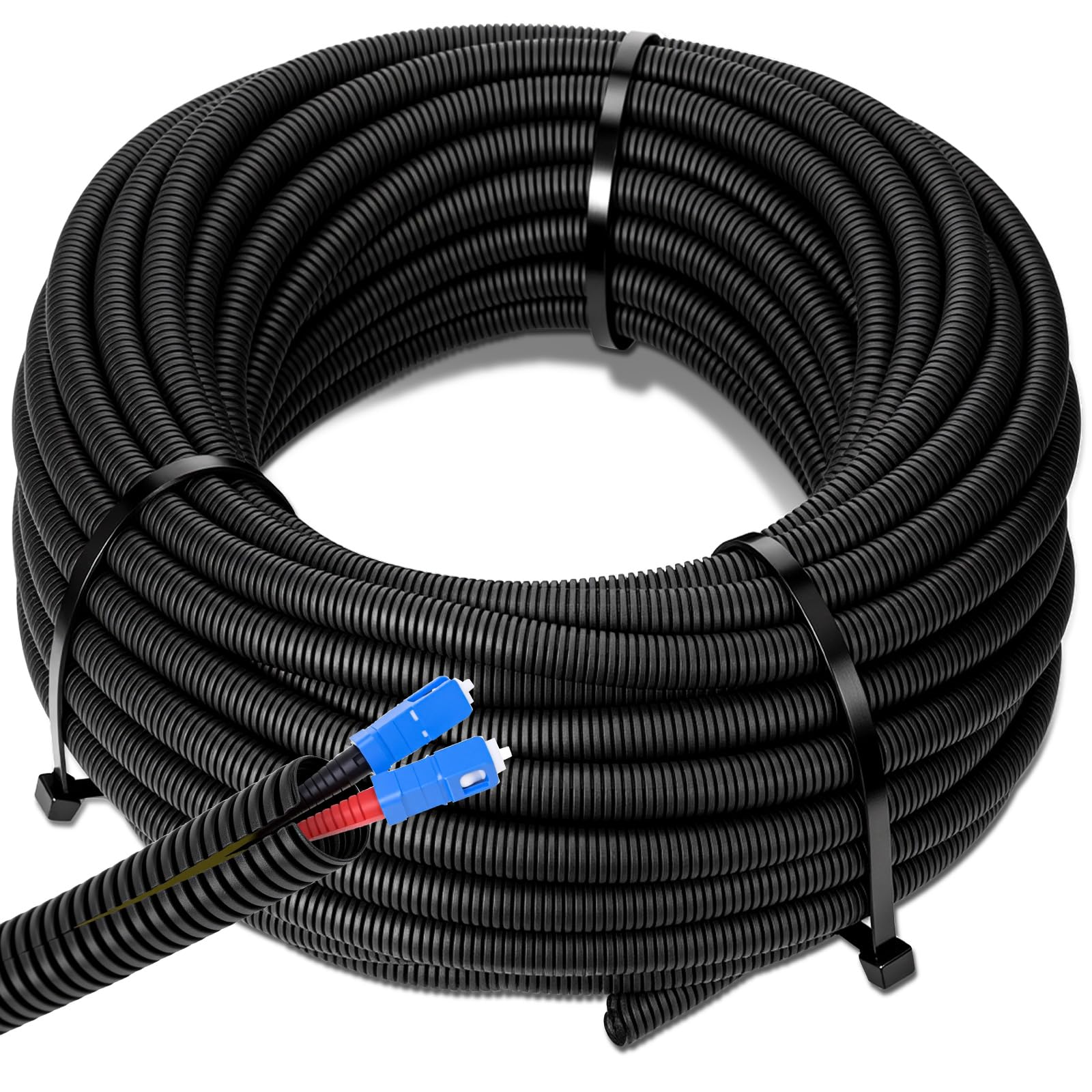Sasylvia 1/2" x 300 ft Split Wire Loom Tubing Automotive Wire Loom Assortment Split Cable Sleeves Bulk Flexible Electrical Conduit Protective Kit