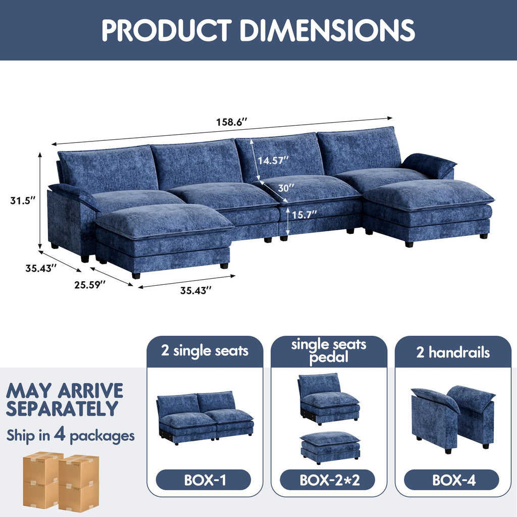 Homall 80" Modular Sectional Sofa, Loveseat Sofa Couch with Double-Layer Cushion, DIY Combination Chenille Deep 2-Seat Cloud Couch for Living Room, Apartment (Bright Grey, Loveseat Sofa)