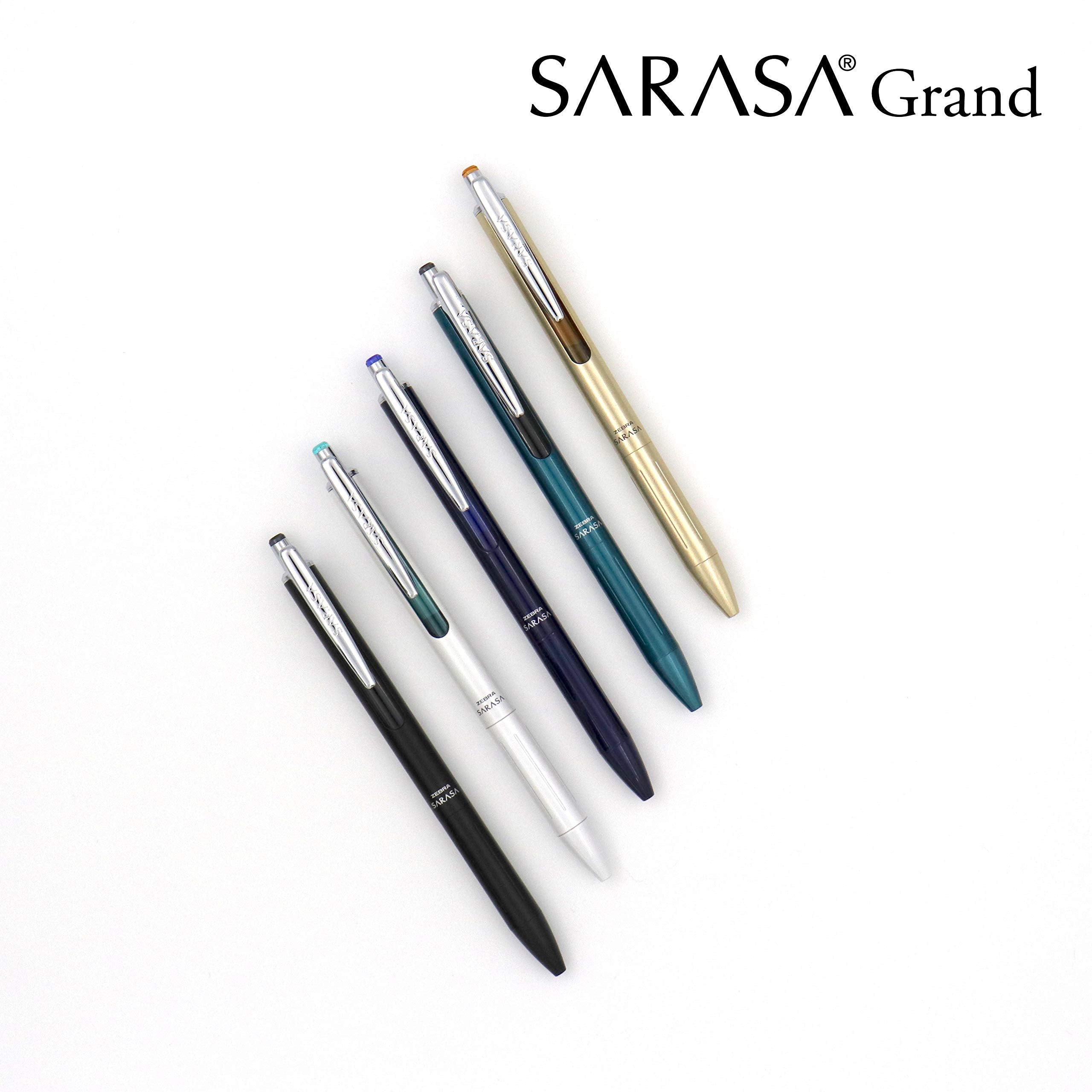 Zebra Pen, SARASA Grand Retractable Gel Pen, Solid Brass Barrel, Fast-Drying Black Ink, 0.7mm Point, Ideal for the Left-Handed, Eliminates Smudging, Gold Brass Barrel, 1-Pack, (45511)