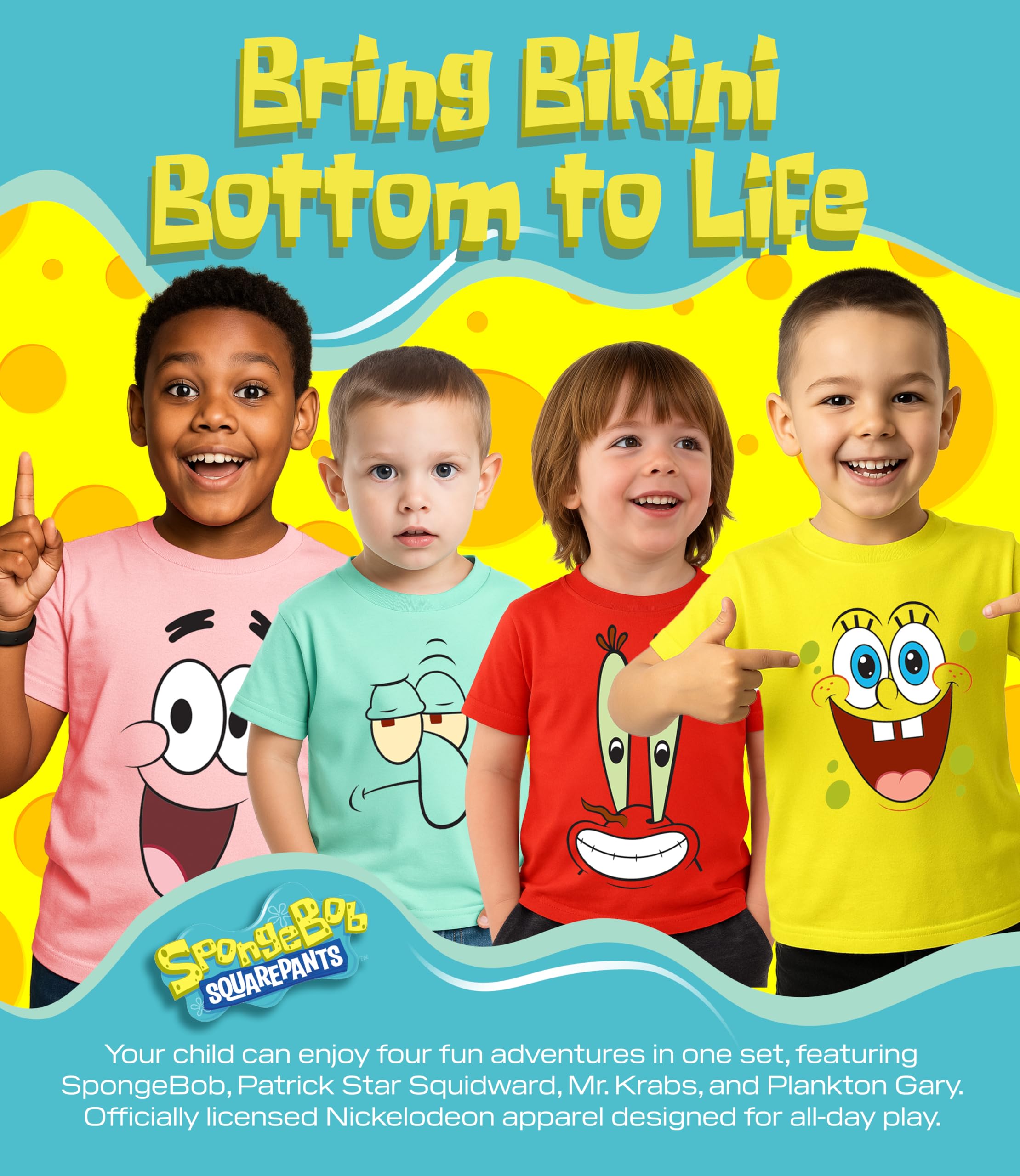 Spongebob Squarepants Graphic T-Shirt (Sets) Patrick Star Squidward Plankton Gary Outfit Tee Toddler/Birthday to Kids Clothes