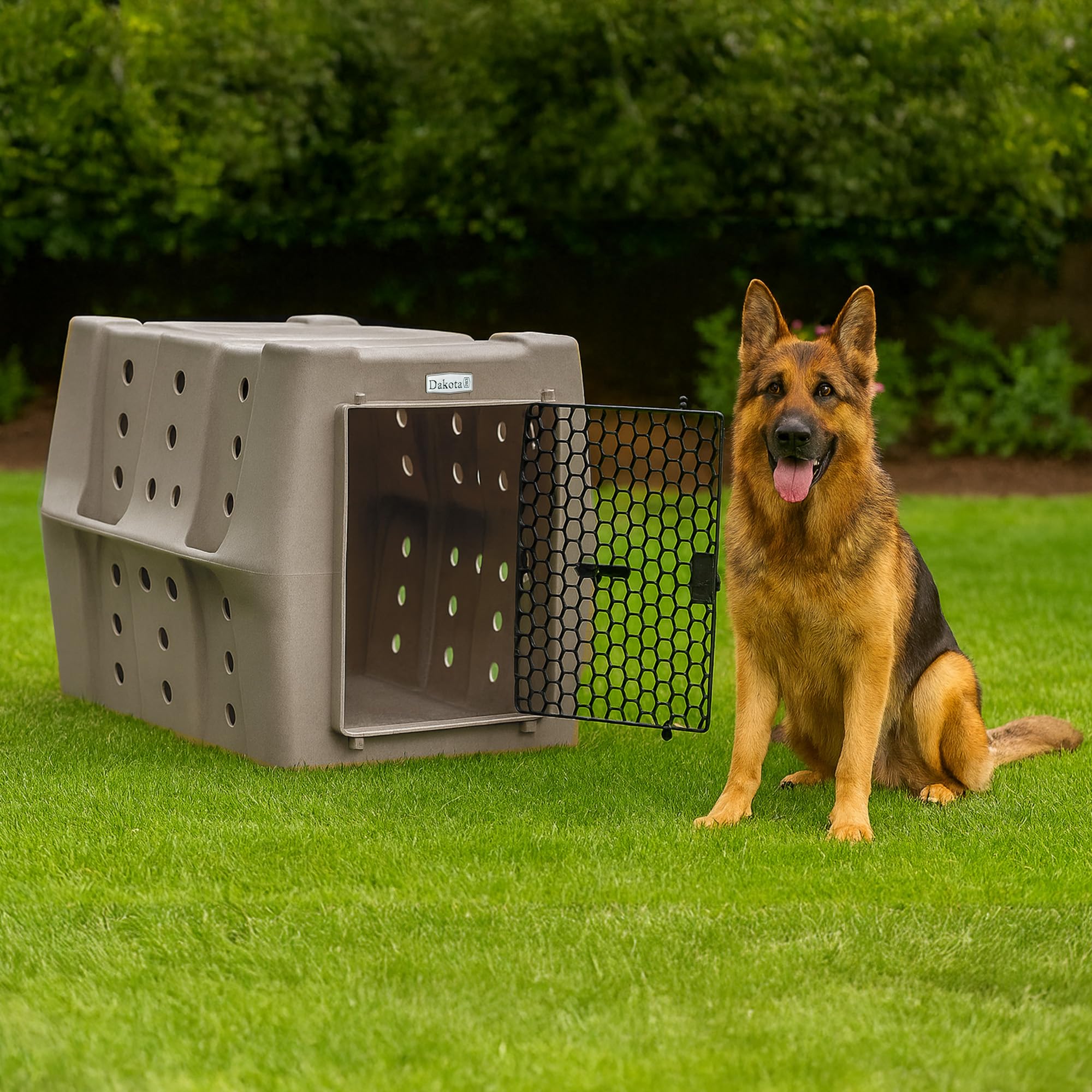 Dakota 283 Canine Rough and Tough Economy Dog Crate w/ Removable Two-Way Door - Heavy Duty Outdoor Kennel for Medium Breed Dogs (Coyote Granite, Intermediate)