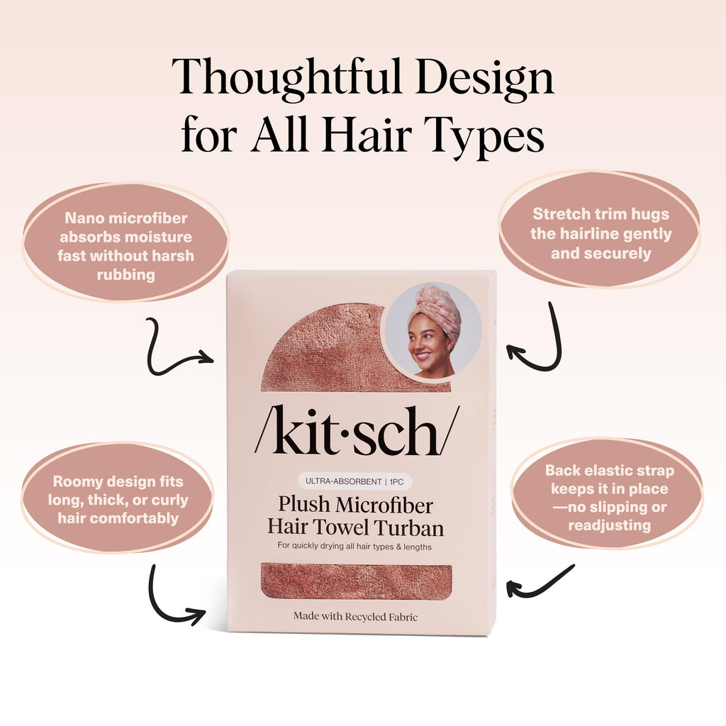 Kitsch Plush Microfiber Hair Towel Wrap for Women – Ultra Absorbent Microfiber Bath Towels for Wet, Curly, Long or Short Hair – Anti-Frizz Hair Wrap, Great Hair Care Gifts for Women