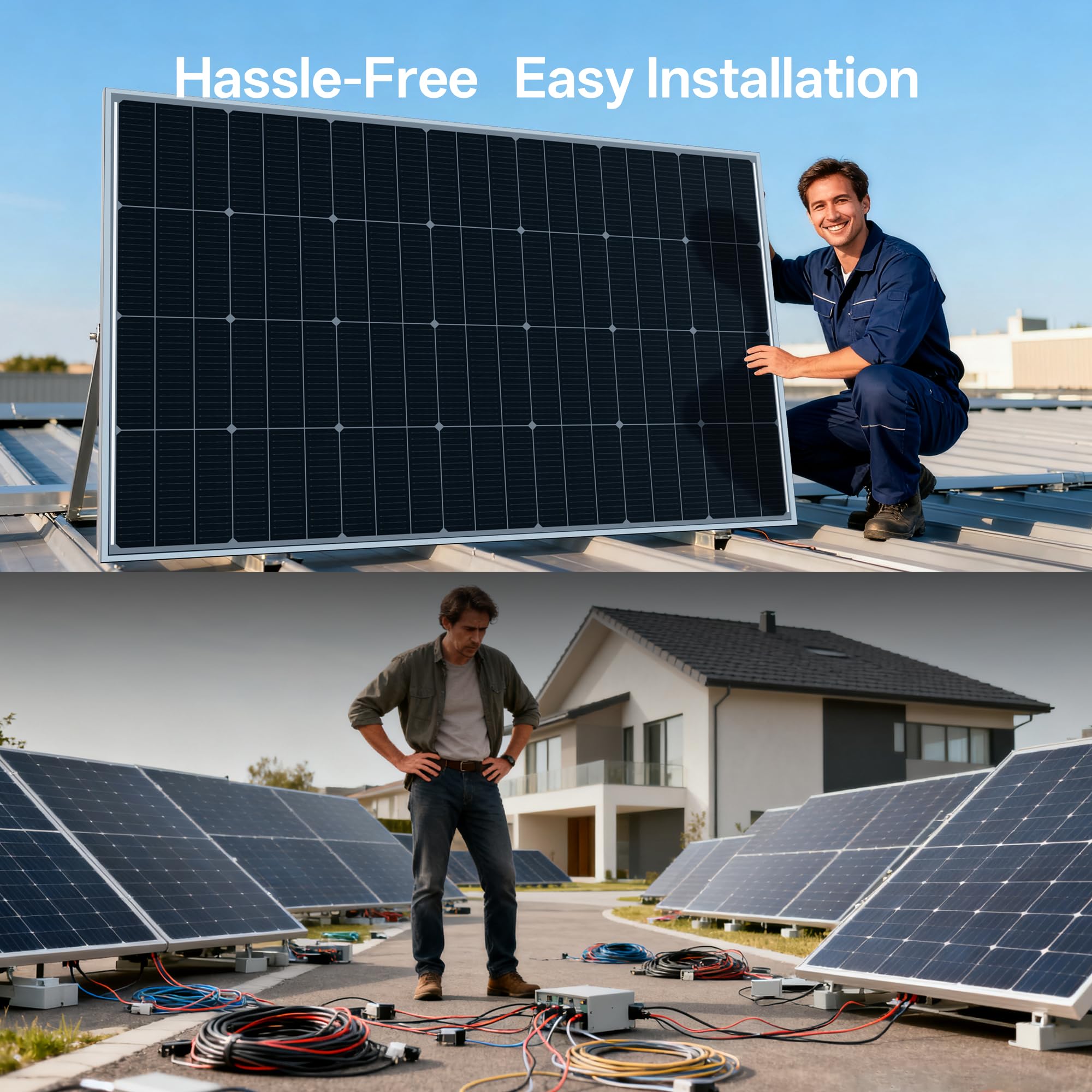 JJN 100 Watt Solar Panels, 10BB Monocrystalline 12V 100W Solar Panel, 23% High Efficiency PV Module Power Charger for RV, Home, Farm, Boat, Caravan and Off-Grid Applications