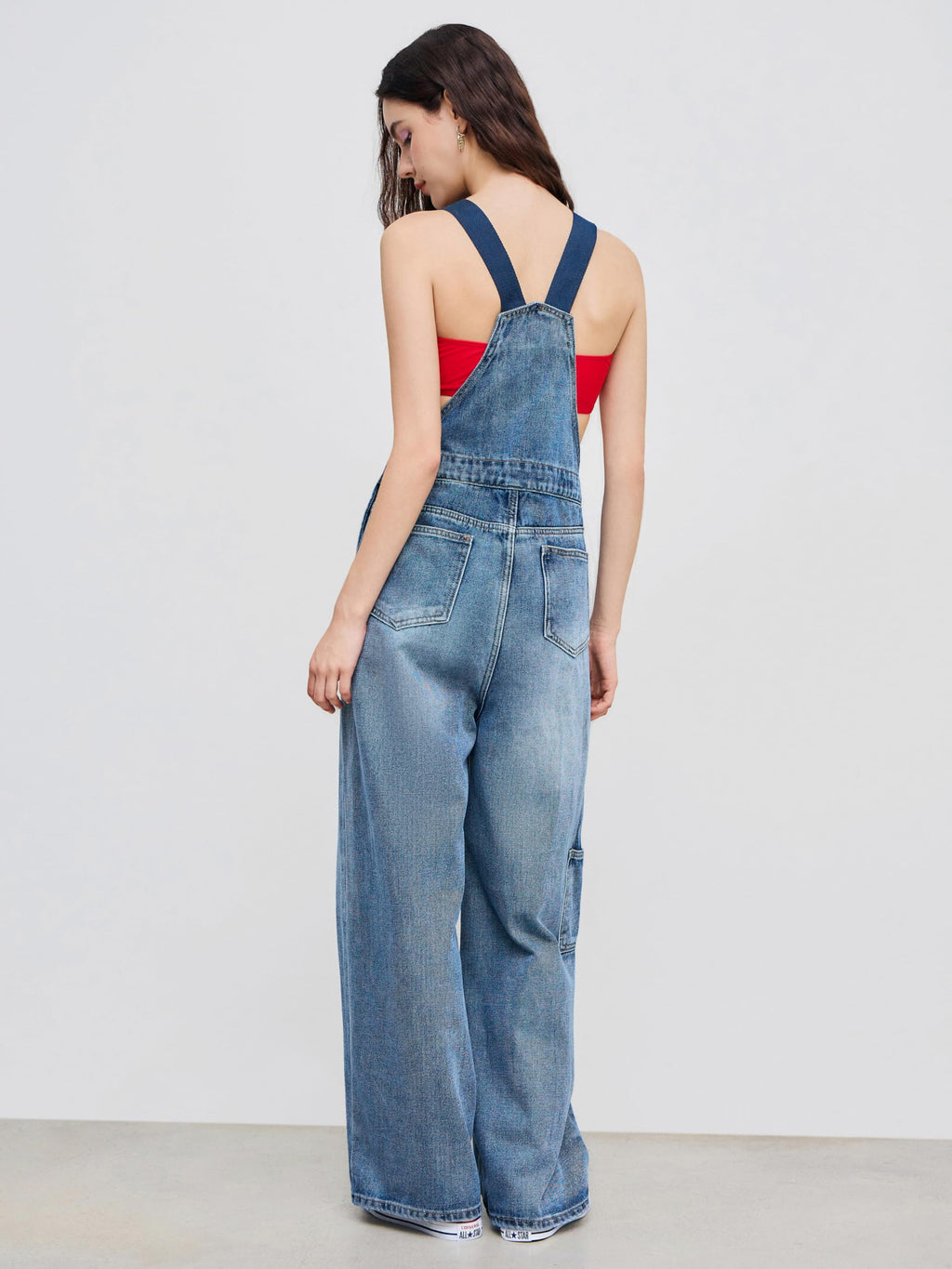 CIDER Overalls for Women Leopard Pocket Buckle Up Wide Leg Jumpsuit