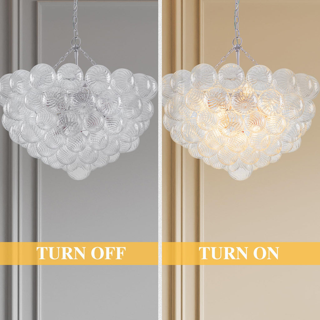 Longree Bubble Glass Ball Chandelier White 20" Dia Pendant Light | Swirled Glass Globe, for Dining Room Kitchen Bathroom Entry Bedroom