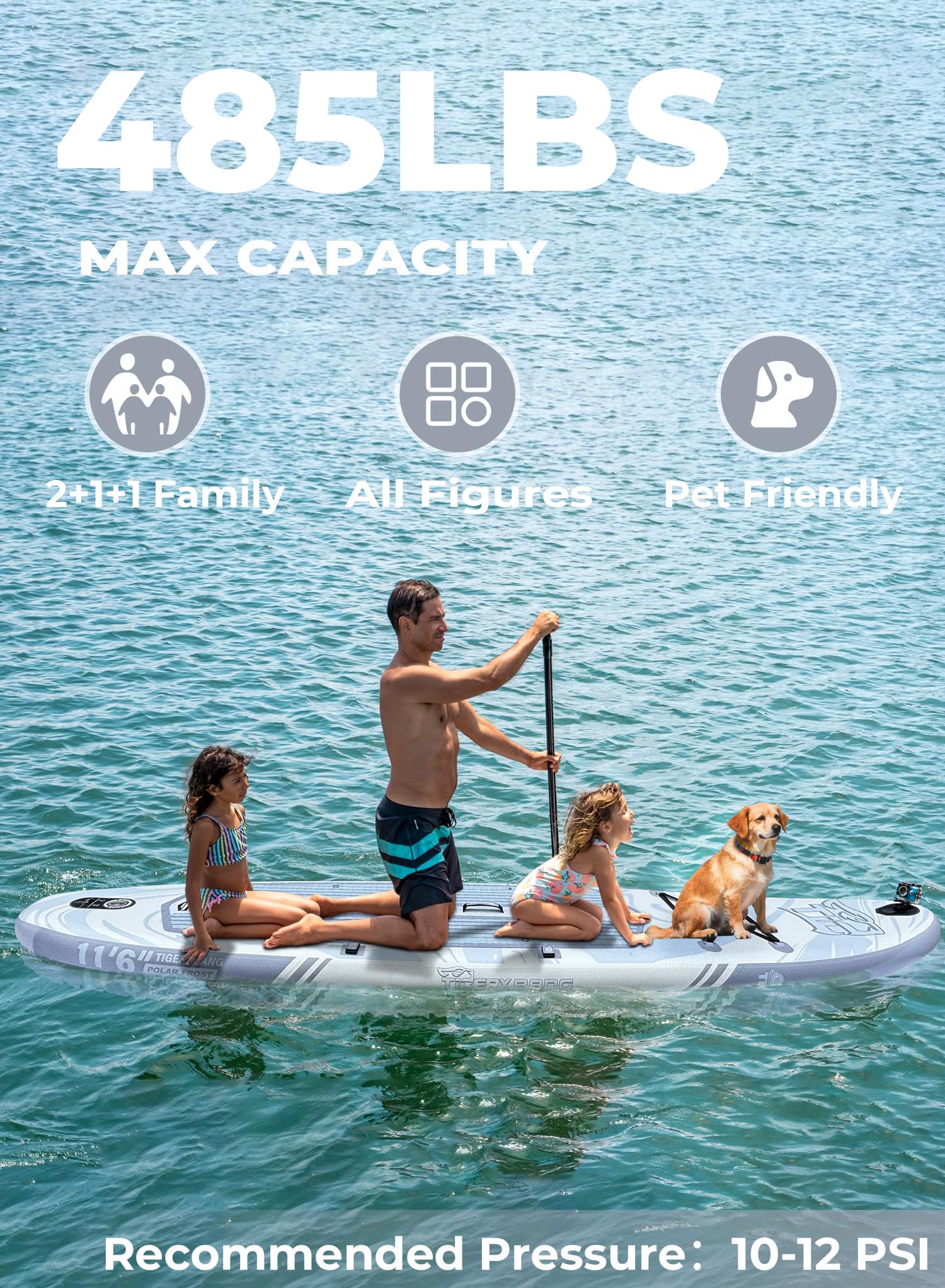 TIGERXBANG 11'6"/11'/10' Inflatable Paddle Board with Complete Accessories, Versatile Premium Paddle Boards for Adults/Youth, Stand Up Paddle Board Polar/Wave/Sunny Wave Collection