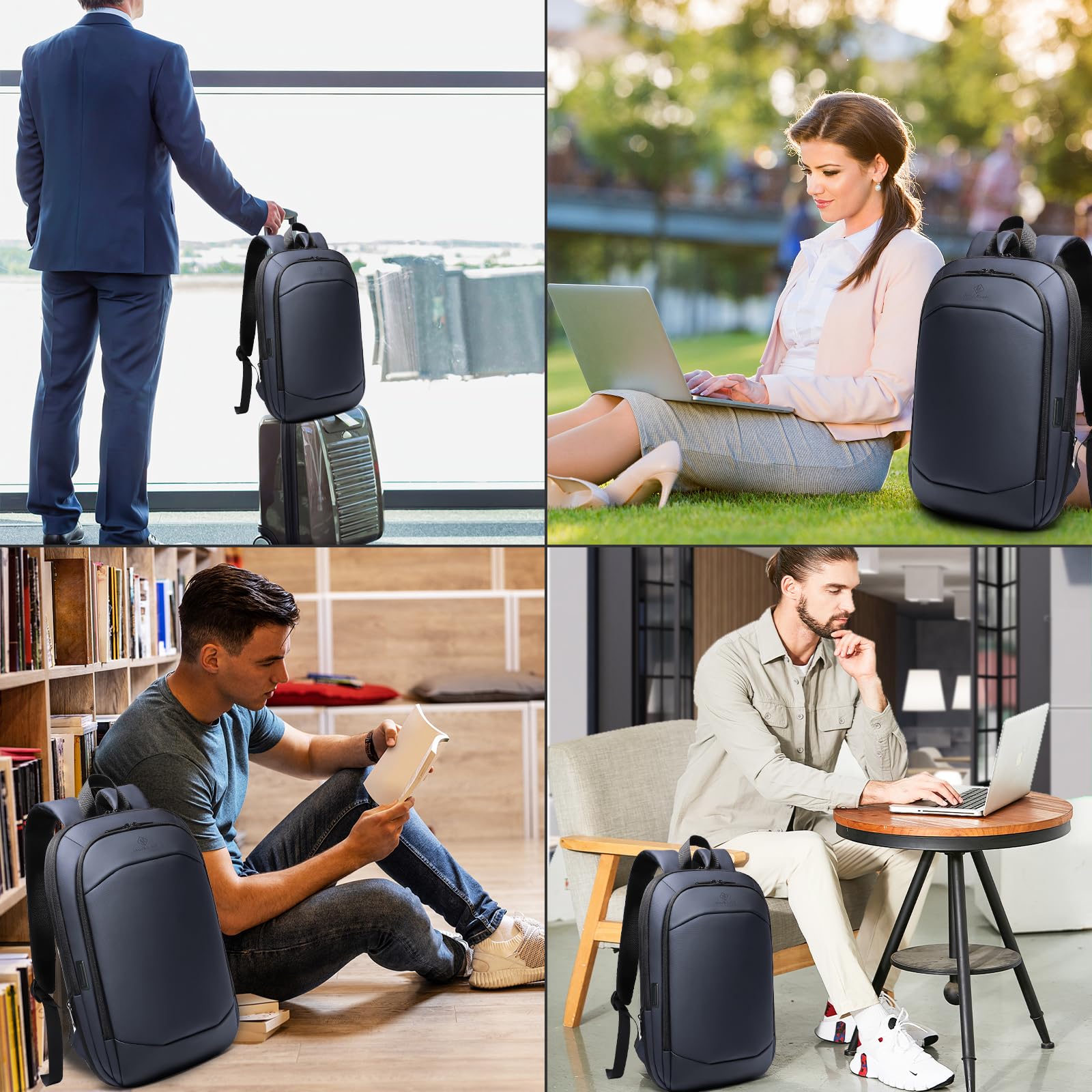 hk Business Backpack for Men 15.6 Inch,Slim & Expandable Waterproof Travel Laptop Backpack, Anti-Theft Lightweight Work Computer Bag, College Laptop Backpacks Gifts for Men Women-Black