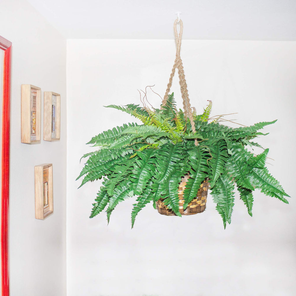 Nearly Natural 6599 18in. Boston Fern Artificial Plant in Hanging Basket, Green,29" x 29" x 18"