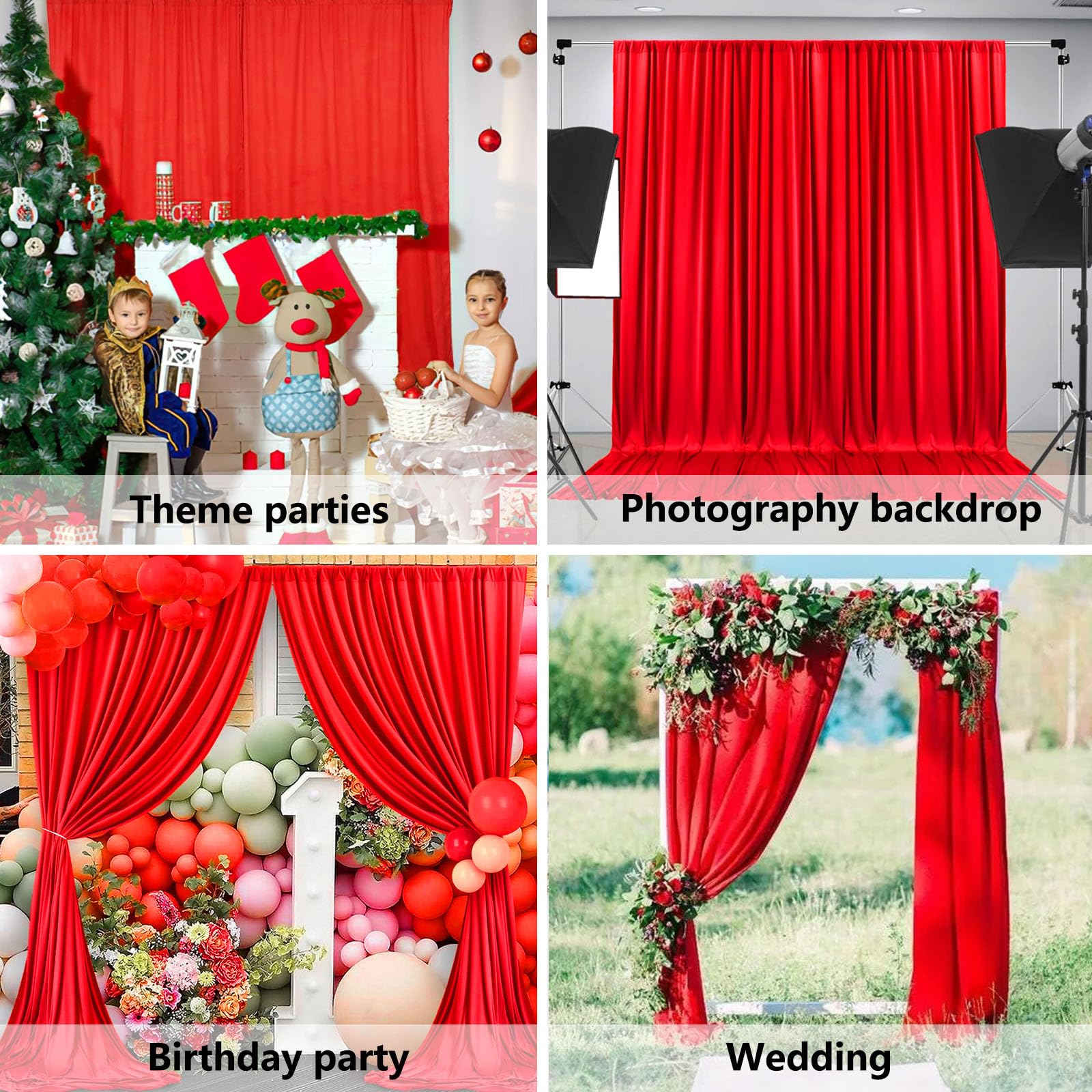 10 x 10 Feet Black A Backdrop Curtain for Partie, Background Curtains for Photoshoot, Birthday, Wedding, Halloween, Thanksgiving, Christmas, New Year Party Decorations 5Ft x 10Ft, 2 Panels