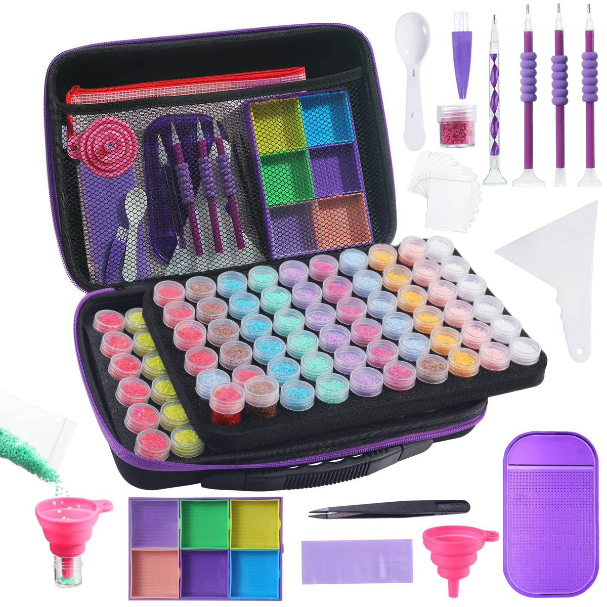 Douorgan Diamond Painting Storage Containers Portable Bead Organizer Shockproof Bead Art Storage Case Jewelry Beads Storage Box (30 Small Boxes)