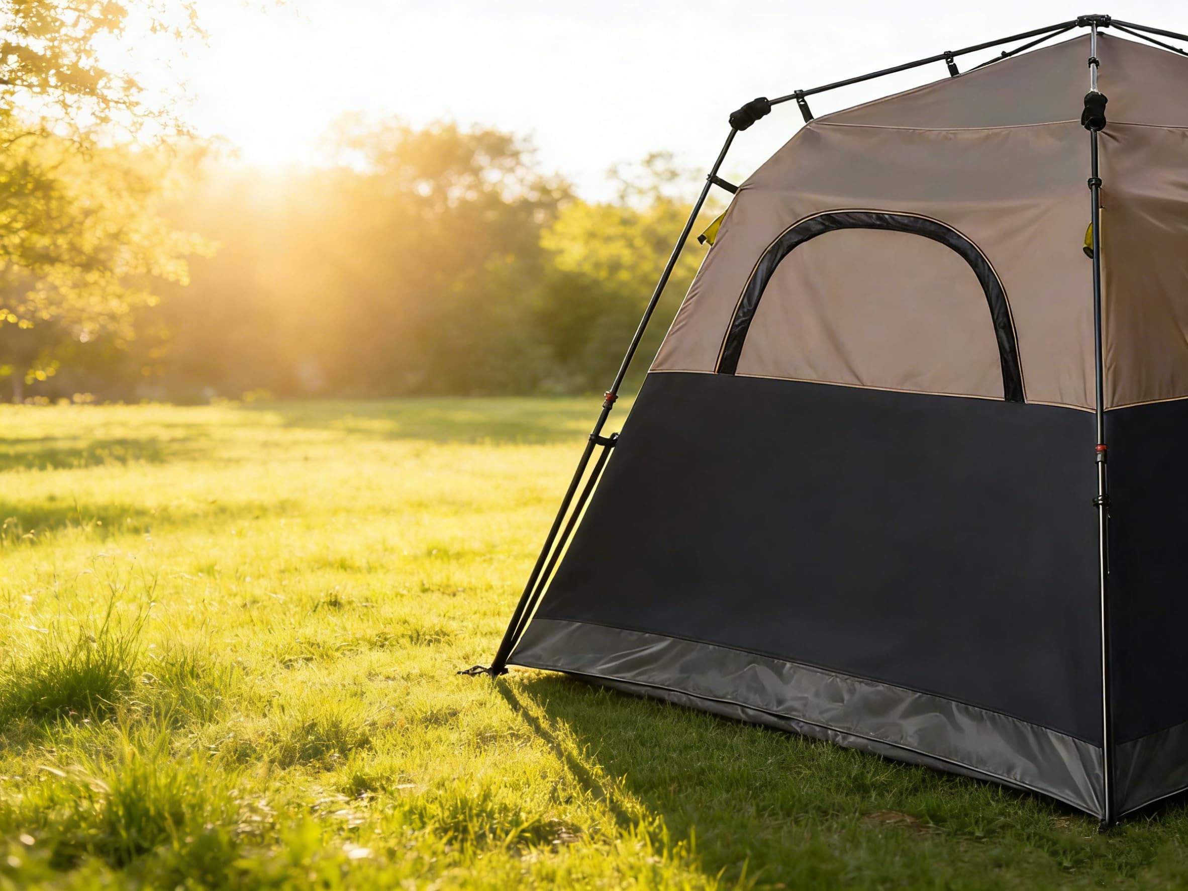3/4 Person Camping Tent with 1 Door, 4 Windows, and Upgraded Ventilation– Instant Setup, Waterproof, 8'x 8'x 67''Oxford Fabric Floor Pop Up in 60 Seconds Includes Rainfly and Backpack