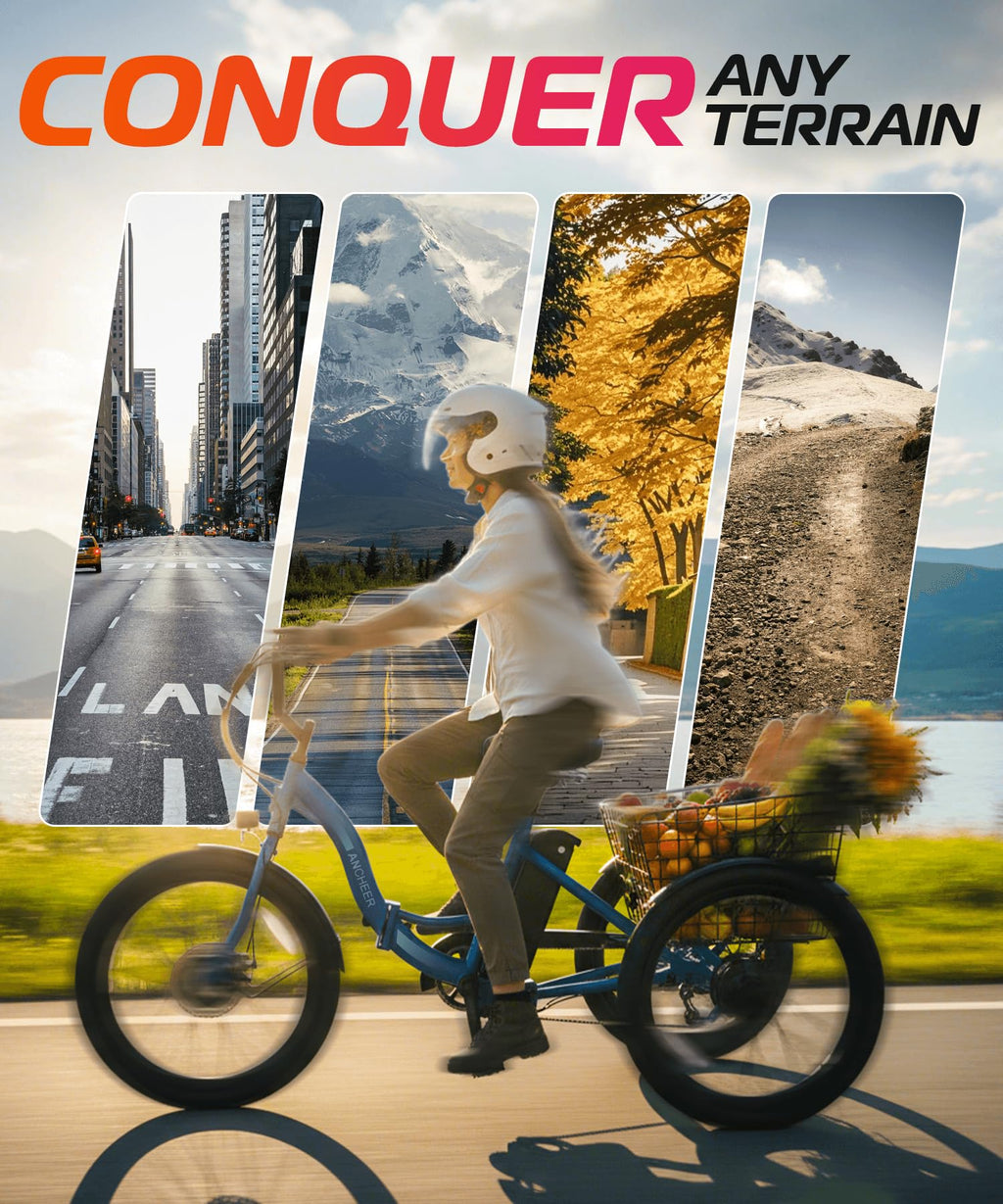 ANCHEER Electric Tricycle for Adults, Peak 600W Folding Electric Trike, 24" 499Wh Ebike for Seniors, 15.5MPH Electric Bike, Removable Battery, 3 Wheel, LCD, Rear Differential, Basket