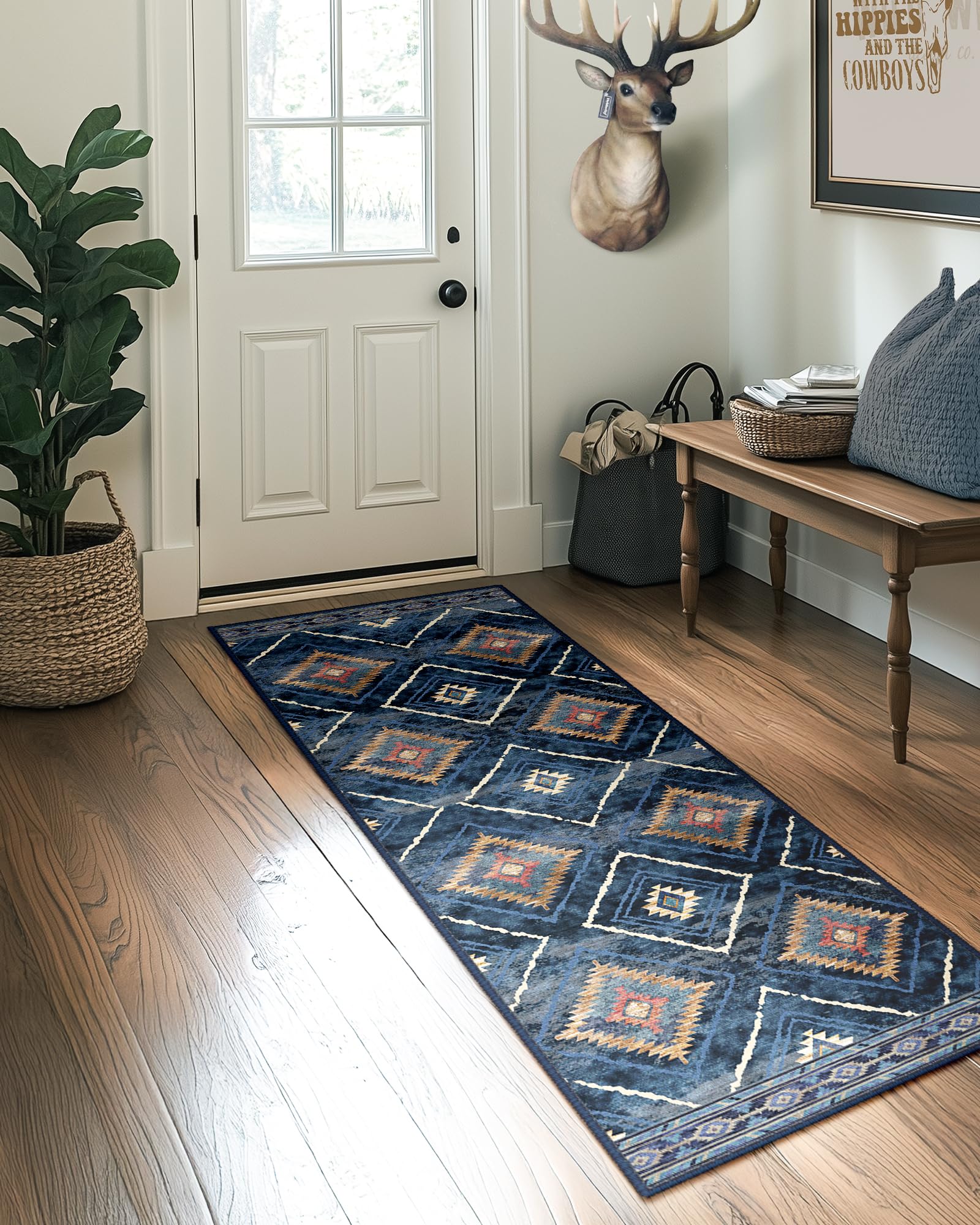 BESTSWEETIE Area Rug 2x3 Rug Machine Washable Non-Slip Low Pile Print Pattern Western Rug for Living Room Bedroom Entryway Tribal Series-Abstract/Cowhide