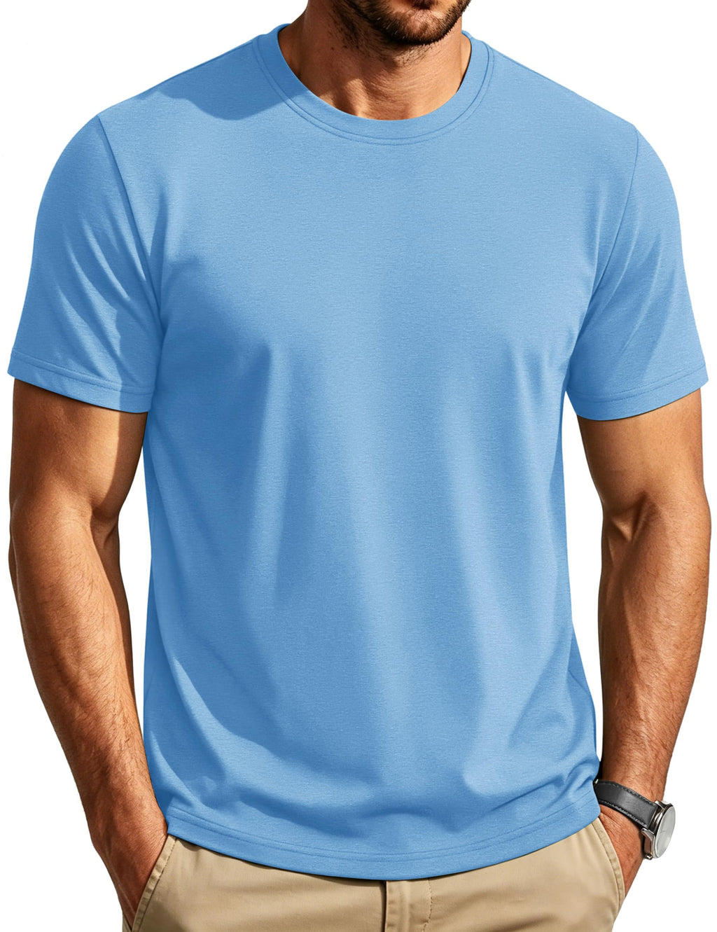 Cotrasen Mens T-Shirts Short Sleeve Cotton Crew Neck Lightweight Moisture Wicking Casual Soft Basic Plain Tee Shirts