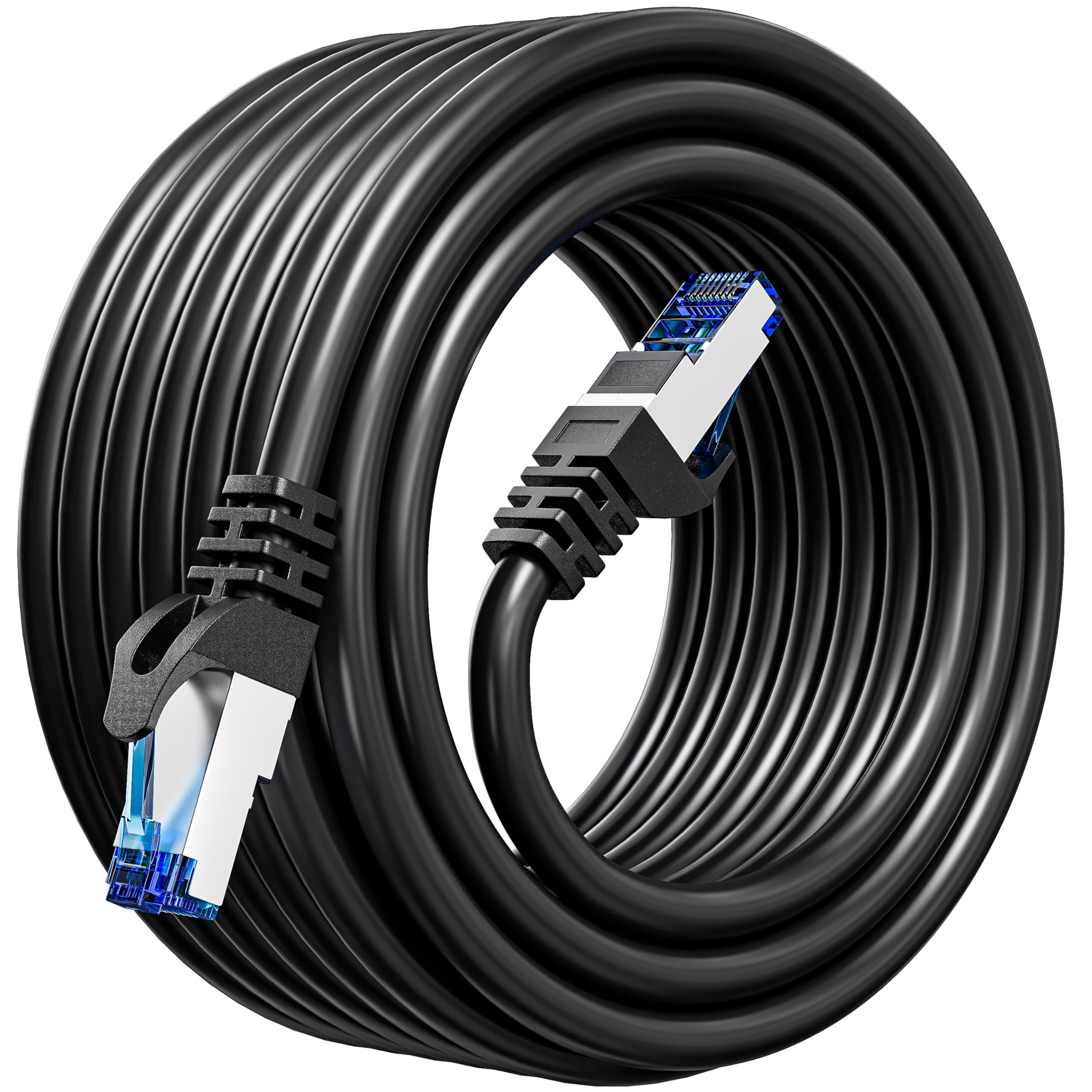 MEIPEK Cat 6 Shielded Ethernet Cable 10ft, Outdoor&Indoor Cat 6 Patch Cable, Heavy Duty 23AWG, High Speed, Weatherproof, UV Resistant Cat6 RJ45 LAN Network Cables for Gaming, Modem