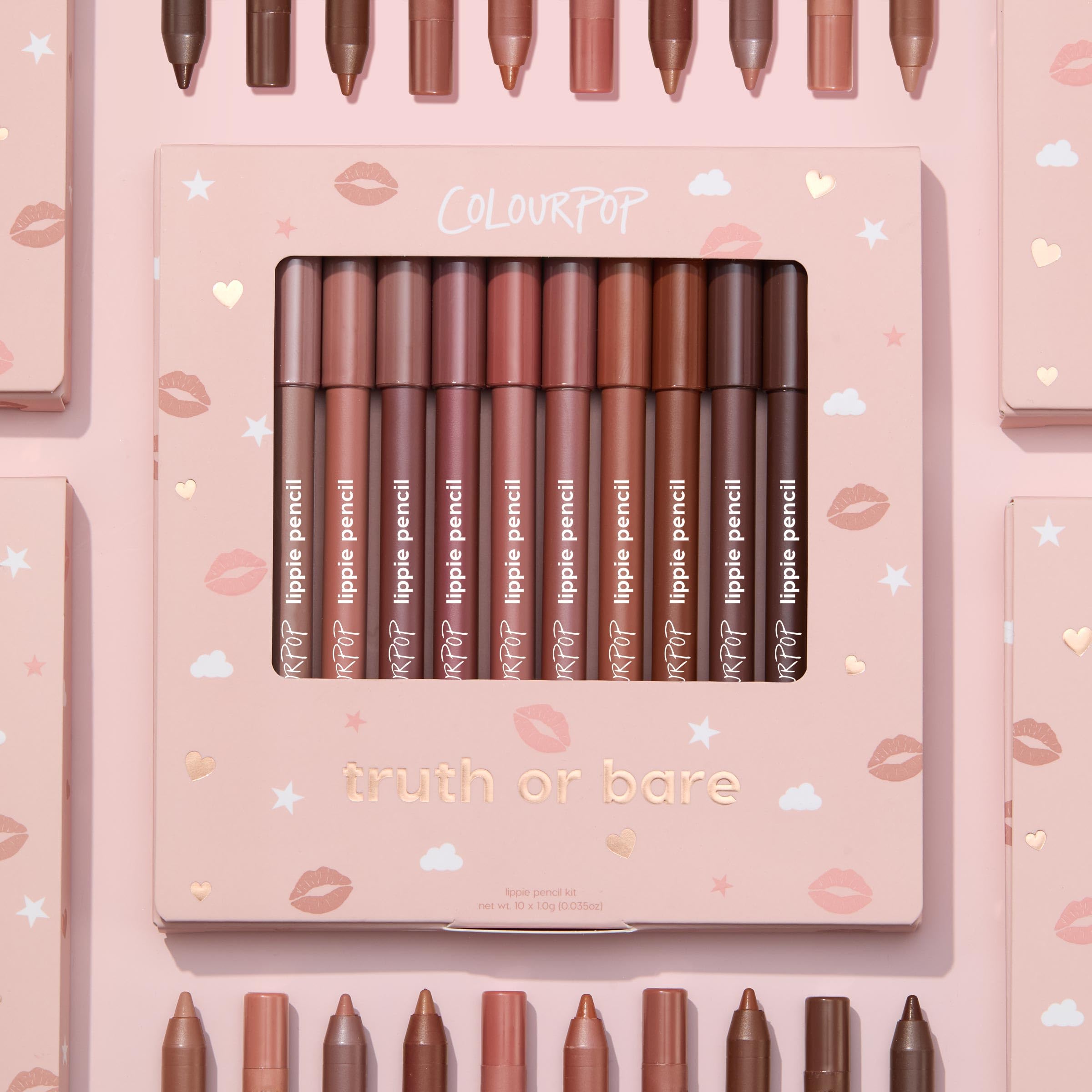 ColourPop Lil Box of Lippie Pencils Makeup Kit - 10-Piece Vegan Lip Liner Set with Creamy, Long-Wearing Formula - Includes New Shades to Deliver Bold, High-Impact Color (3.05 oz)