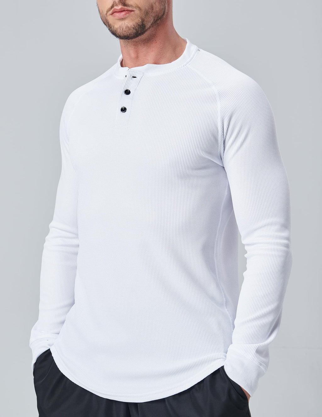 Liberty Pro 3 Pack Mens Waffle Henley Thermal Long Sleeve Shirts, Casual Fitted Fall Shirts for Men