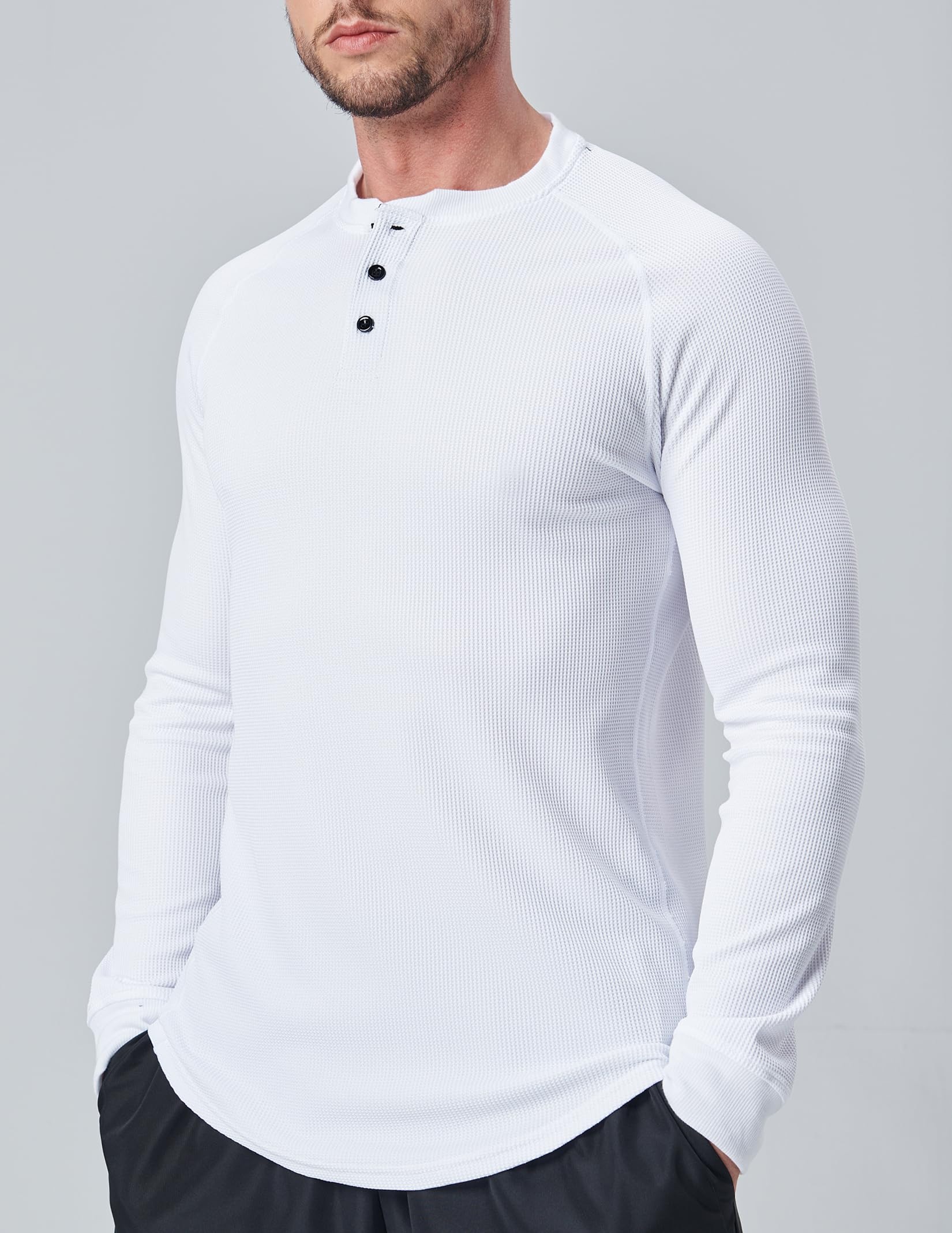 Liberty Pro 3 Pack Mens Waffle Henley Thermal Long Sleeve Shirts, Casual Fitted Fall Shirts for Men
