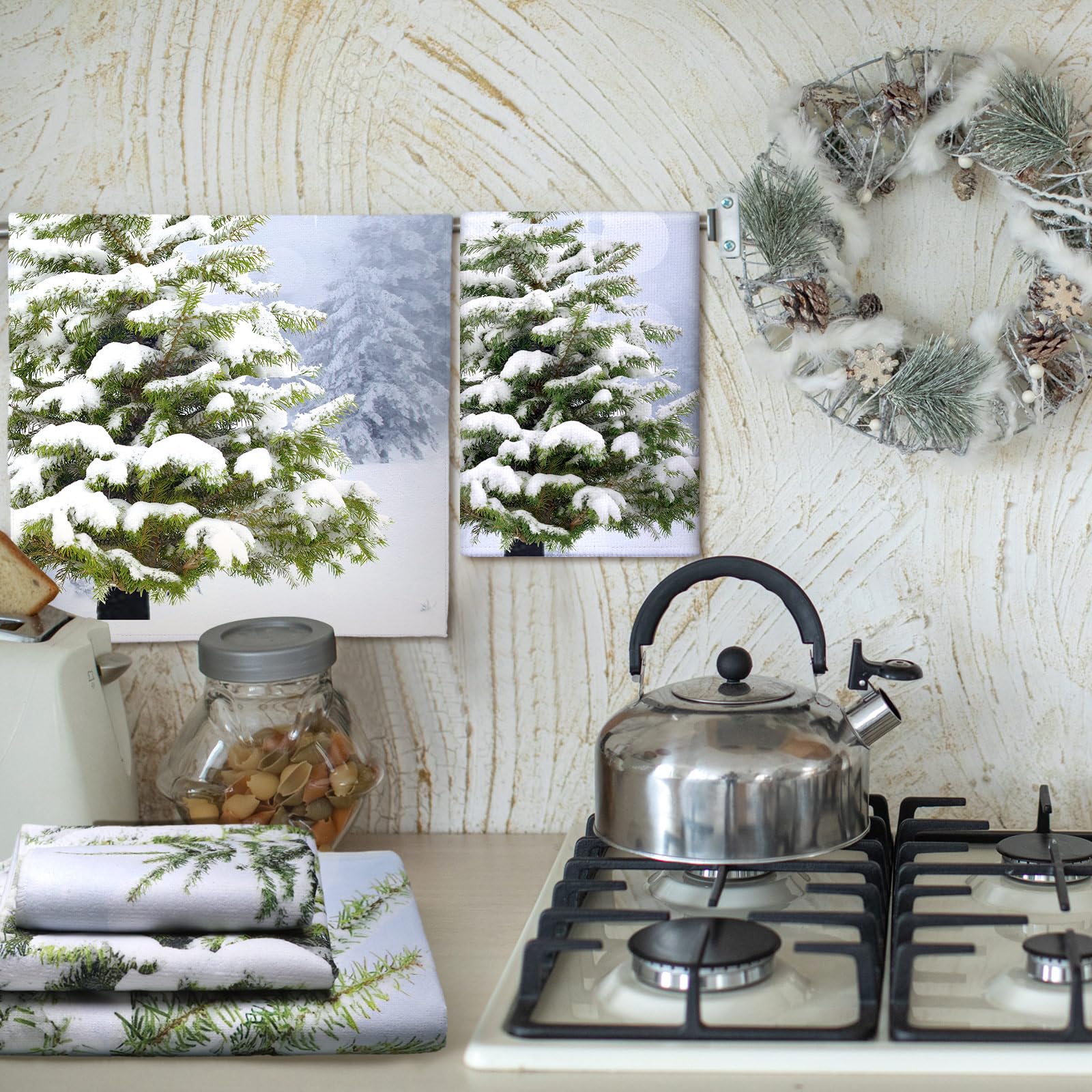 Preboun 3 Pack Christmas Gnome Bathroom Towels Set - Christmas Tree Hand Towels, Winter Snowflake Bath Towels, Soft Absorbent Dish Towels for Bathroom, Kitchen, Home, Hotel, Beach, Gym, Spa