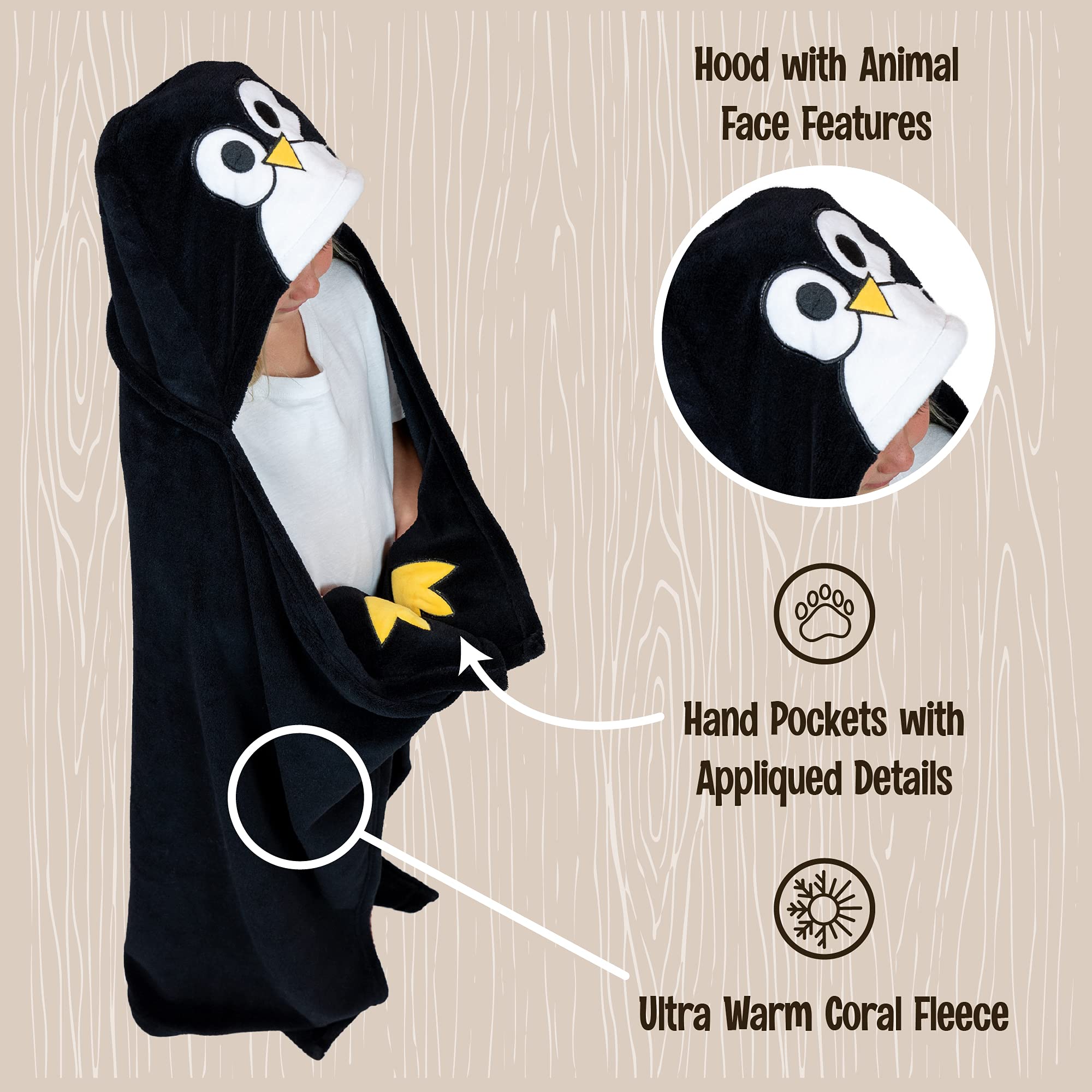 Lazy One Wearable Hooded Blanket for Kids, Animal Hooded Blanket (Bigfoot)