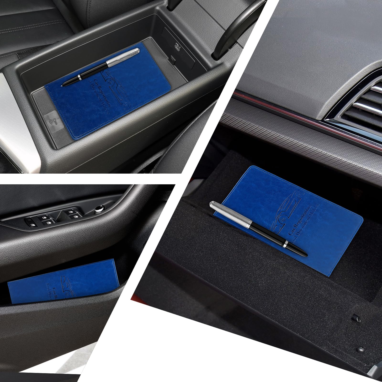Car Registration and Insurance Card Holder for Women Men, Black Glove Box Paperwork Organizer with Magnetic Buckle for Easy Access and Protect Documents and Various Cards in Vehicle