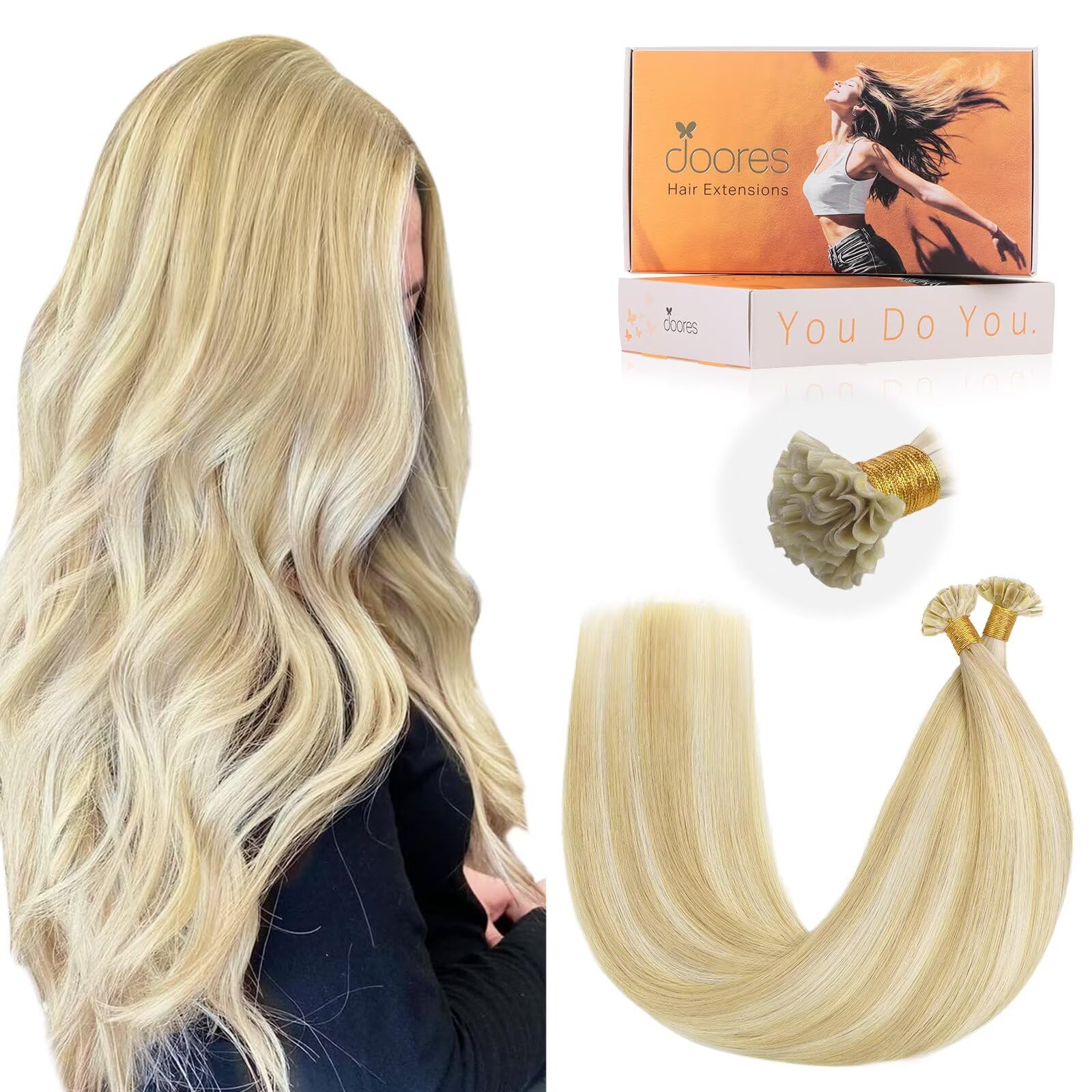 DOORES Blue Hair Extensions, 14 Inch 25g/25s Invisible Soft Micro Link Hair Extensions Silky Virgin