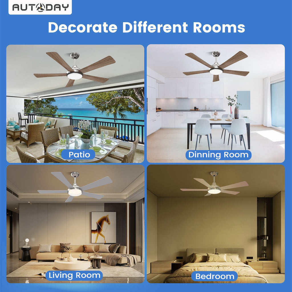 42 Inch Low Profile Ceiling Fan with Light, White Ceiling Fans with Lights and Remote, Flush Mount, 6 Speeds Reversible Quiet DC, 3CCT Dimmable, Indoor Outdoor Ceiling Fans for Patios Bedroom