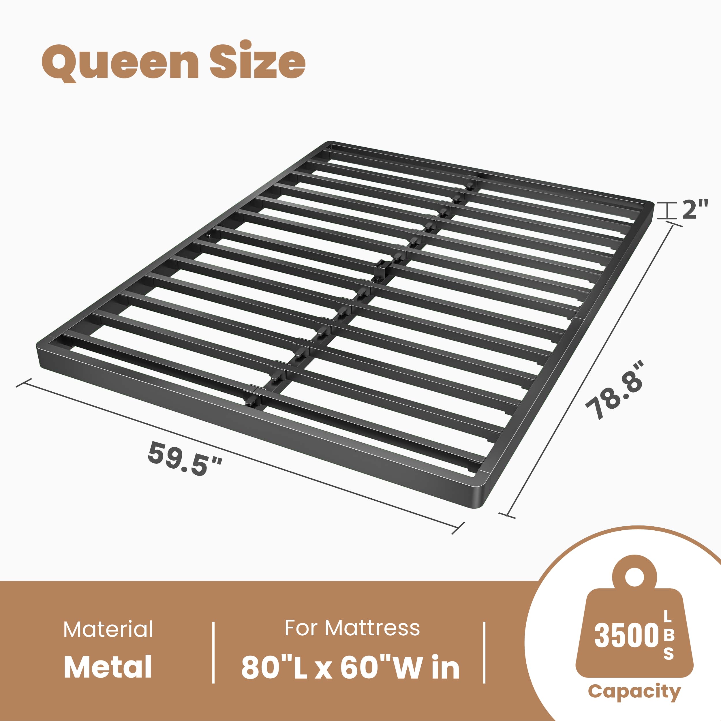 ROIL 10 Inch Twin Box Spring, Heavy Duty Metal Box Spring Mattress Foundation with Fabric Cover, 3500lbs Max Weight Capacity, Easy Assembly, Noise Free, Non-Slip