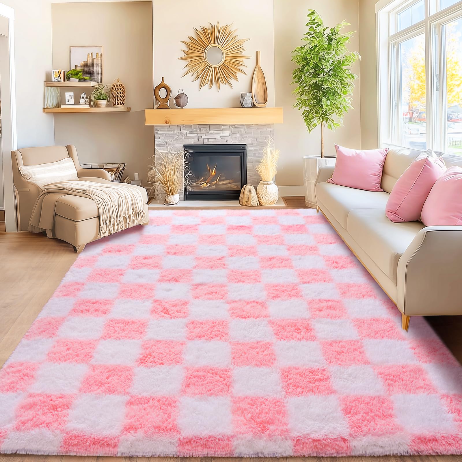 Awaytail Fluffy Rug Washable 2x3 Feet, Pure Black Desk Chair Rug Non-Slip, Super Soft Kids Rug for Boys Nursery Dorm Decor