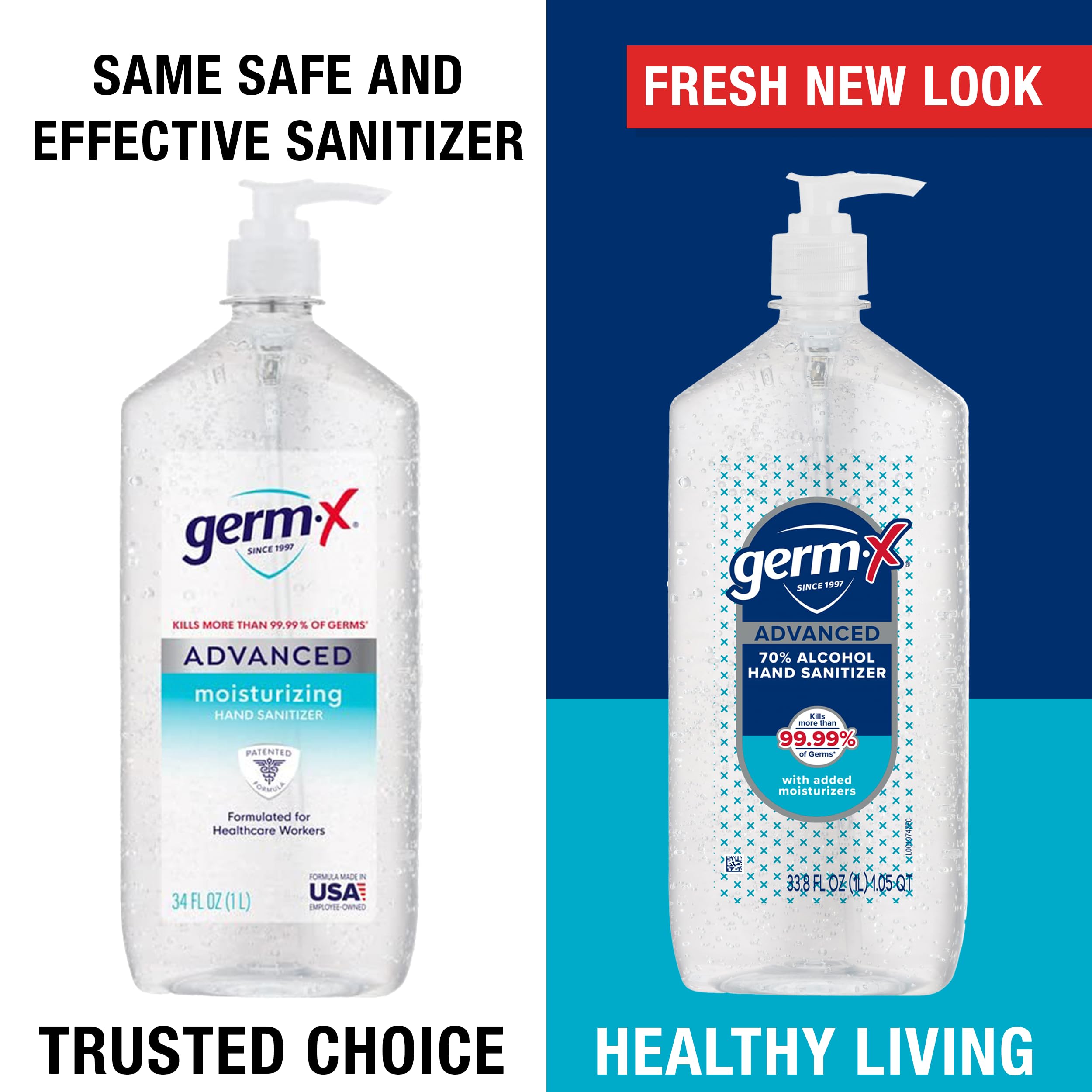 Germ-X Advanced Hand Sanitizer, 2 Fl Oz (Pack of 6), Less Drying Moisturizing Clear Gel, No Rinse Formula, Mini Travel Size for On-The-Go