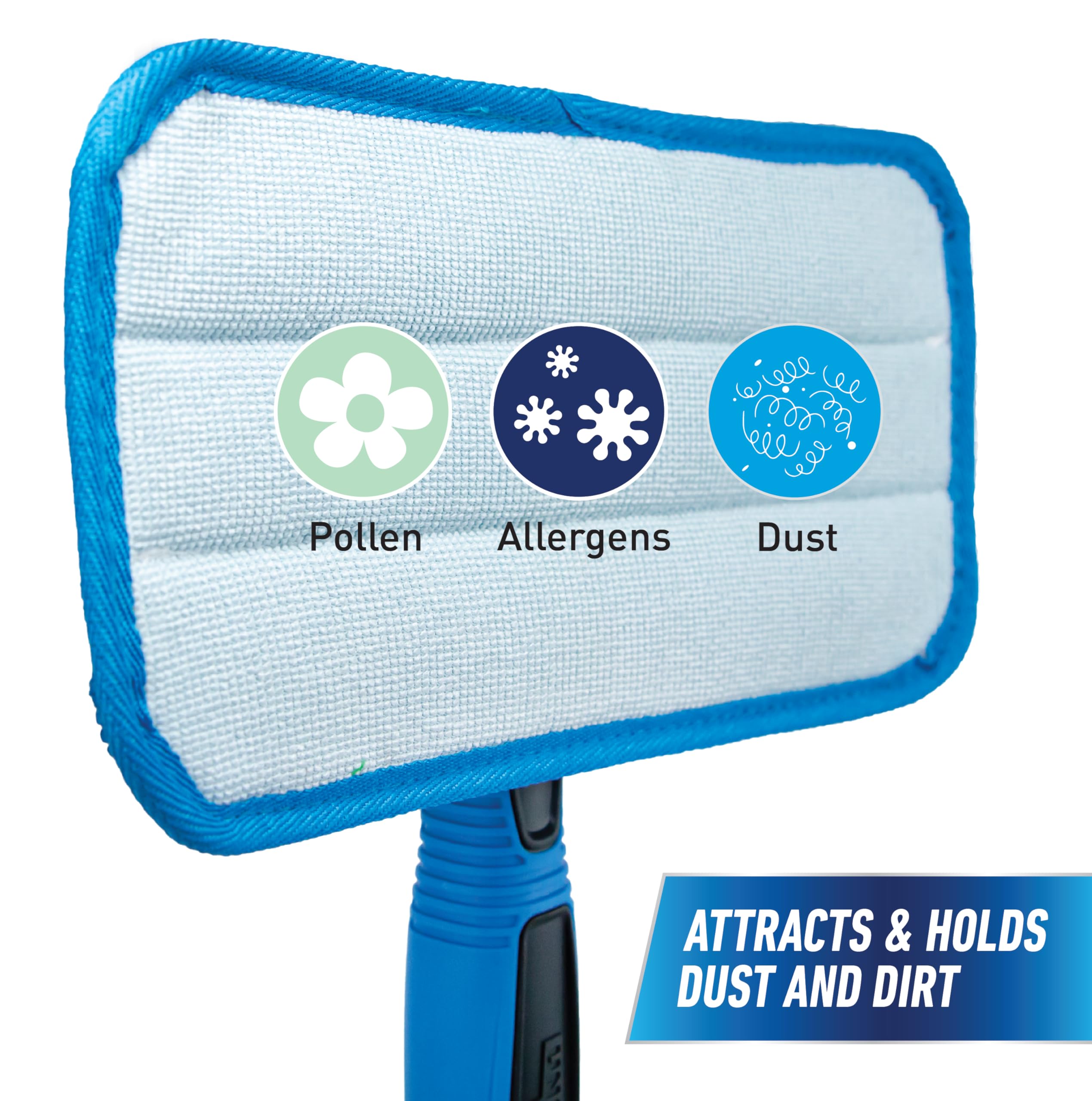 Unger Professional Indoor Window Cleaning Kit with 2' Pole — Swivel Head Pad Washer for Glass, Mirrors & Flat Surfaces, Streak-Free Results, 2 Reusable Microfiber Pads, Wet or Dry Use