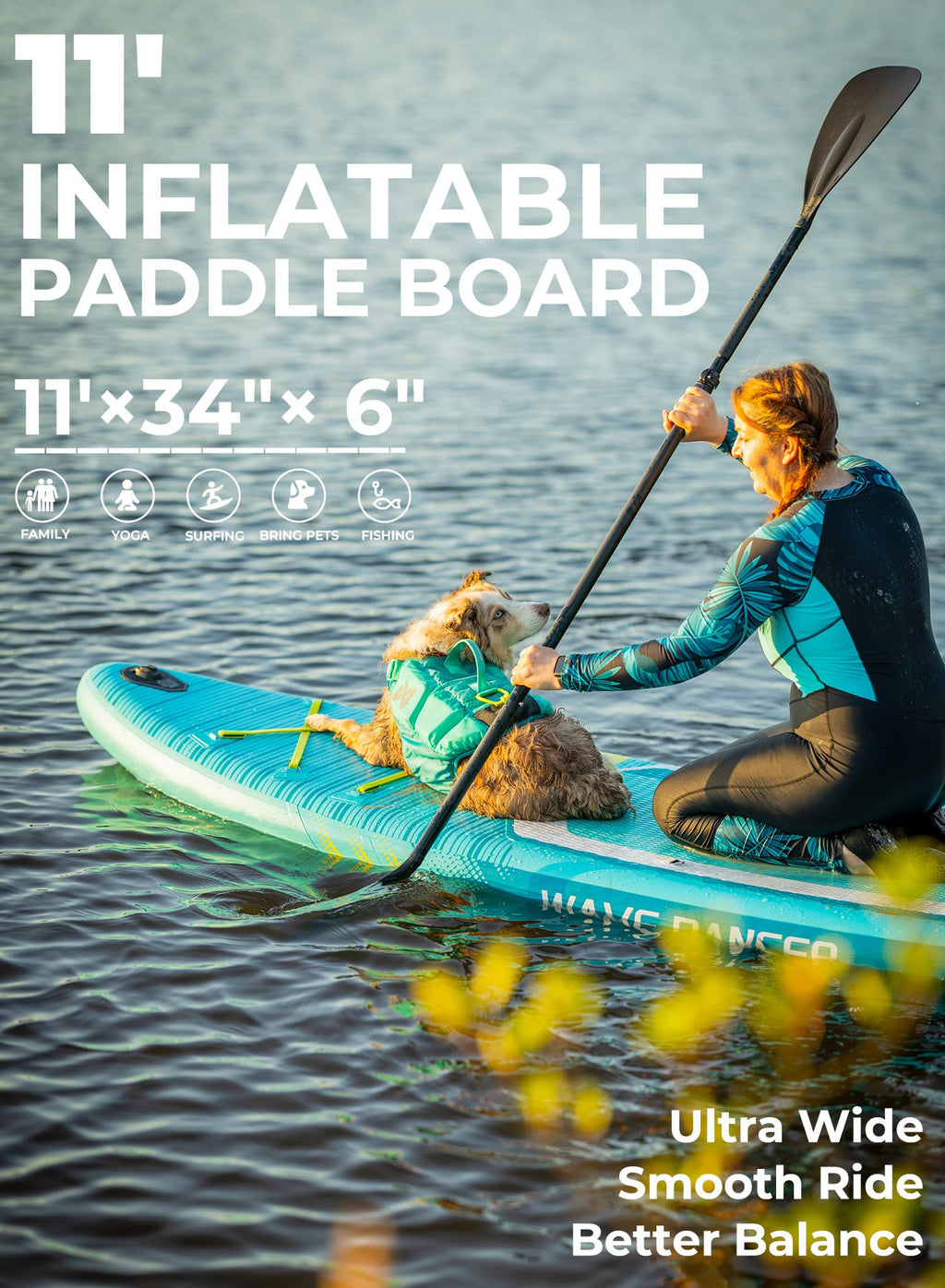 TIGERXBANG 11'6"/11'/10' Inflatable Paddle Board with Complete Accessories, Versatile Premium Paddle Boards for Adults/Youth, Stand Up Paddle Board Polar/Wave/Sunny Wave Collection