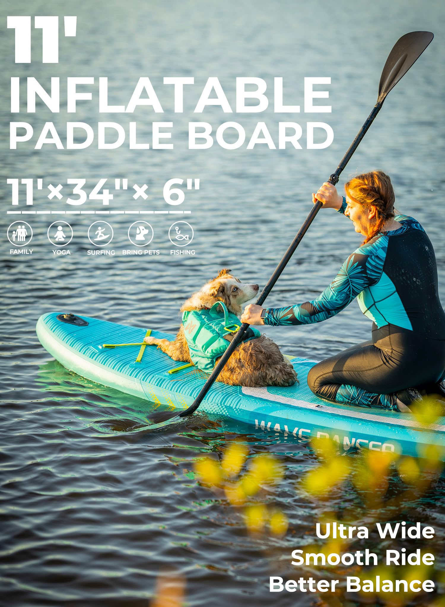 TIGERXBANG 11'6"/11'/10' Inflatable Paddle Board with Complete Accessories, Versatile Premium Paddle Boards for Adults/Youth, Stand Up Paddle Board Polar/Wave/Sunny Wave Collection