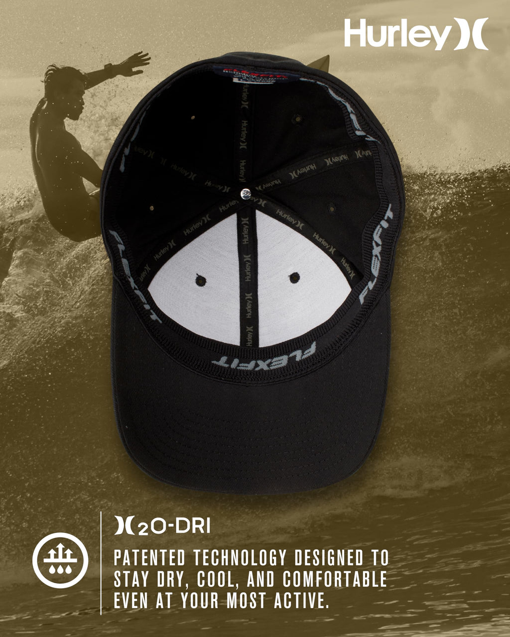 Hurley mens One & Only Corp Flexfit Perma Curve Bill Baseball Hat