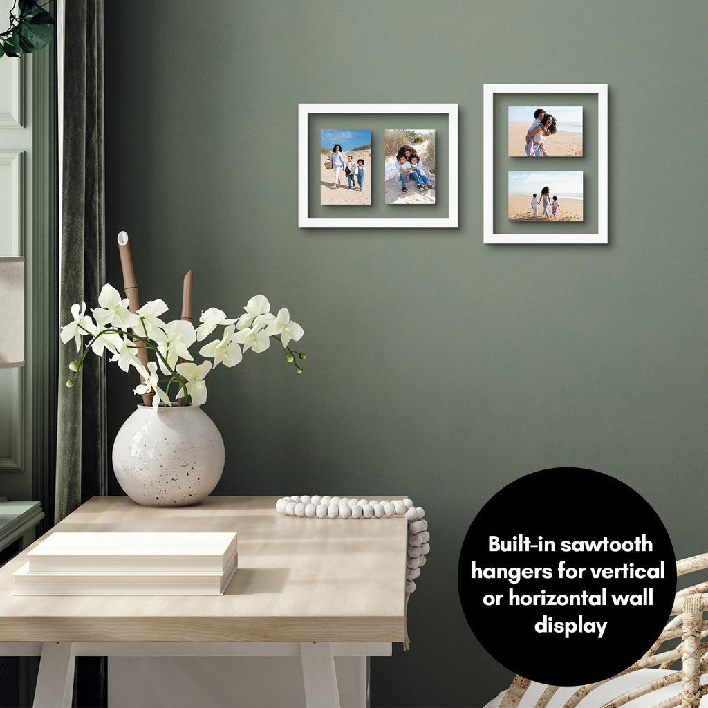 Americanflat 4x6 Double Picture Frame with Shatter-Resistant Glass - Fits Two 4x6 Photos or use as One 6x14 Frame - Signature Collection - Collage Frames for Tabletop and Wall Display - Black