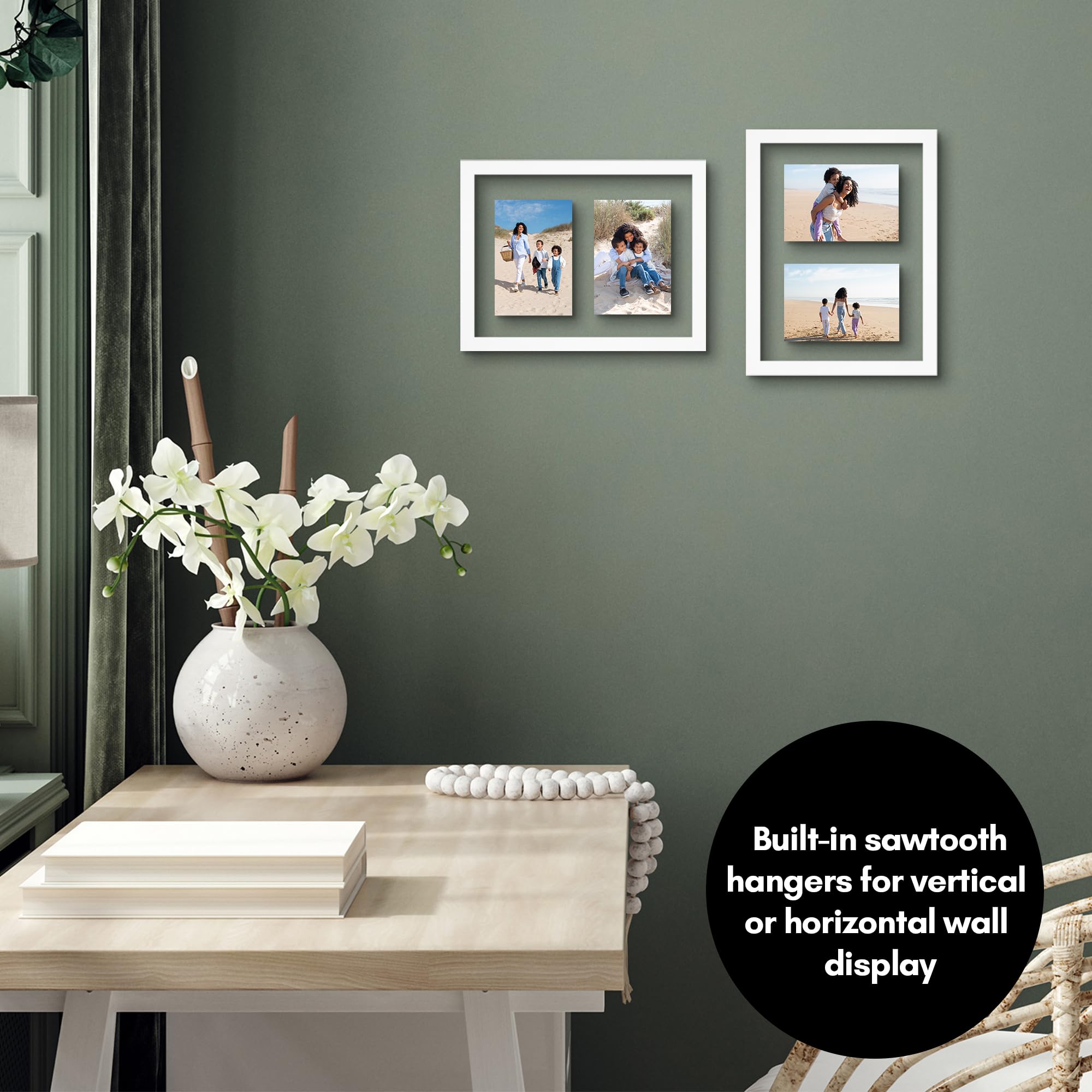 Americanflat 4x6 Double Picture Frame with Shatter-Resistant Glass - Fits Two 4x6 Photos or use as One 6x14 Frame - Signature Collection - Collage Frames for Tabletop and Wall Display - Black