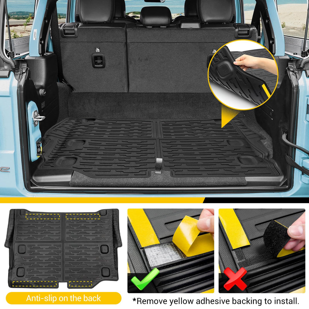 Cargo Mats for 2018-2025 Jeep Wrangler JL Unlimited 4X4 Trunk Mat with Backrest Liner, All Weather TPE Protector Rear Back Seat Mats for 18-25 Wrangler JL 4X4 4 Door Accessories