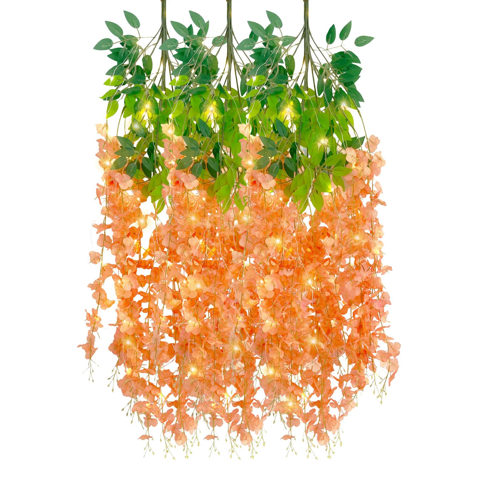 5 Pack Pink Wisteria Hanging Flowers Garland, 3.77 Feet Artificial Flower Vines, Fake Wisteria, Artificial Vines Hanging Garland for Backdrop Outdoor Yard Garden Decor