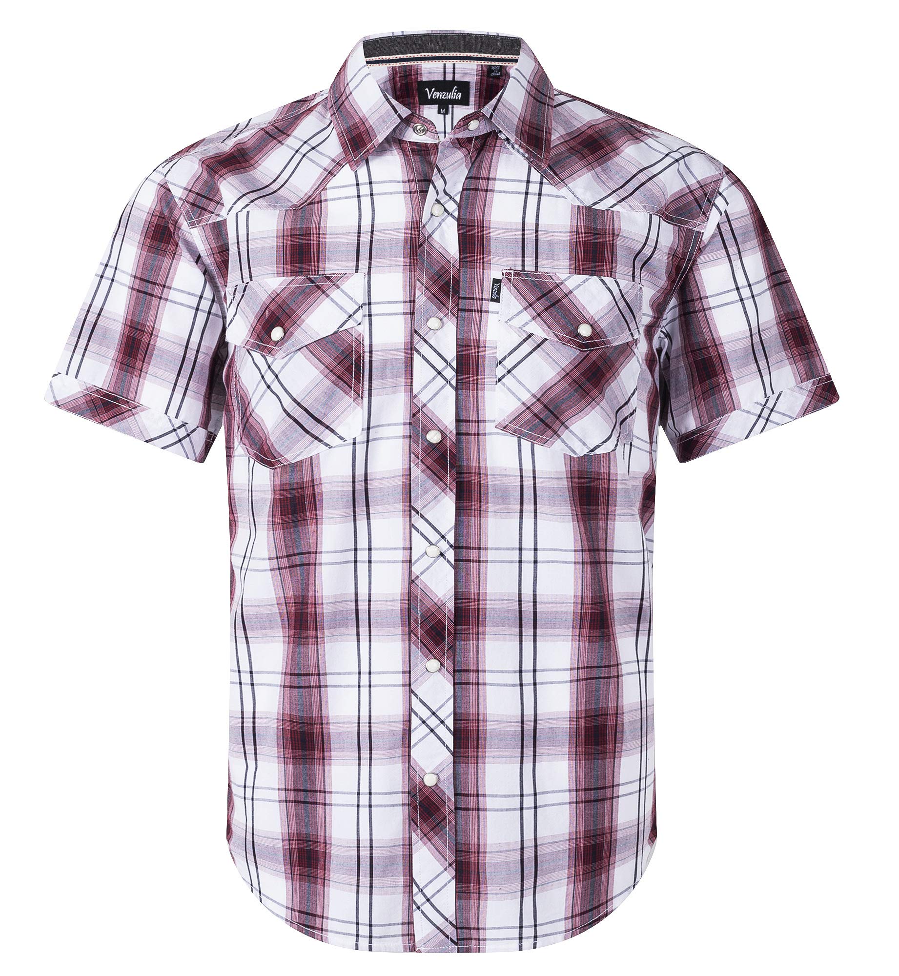Men's Western Snap Casual Shirt Two Pocket Short Sleeve Shirt