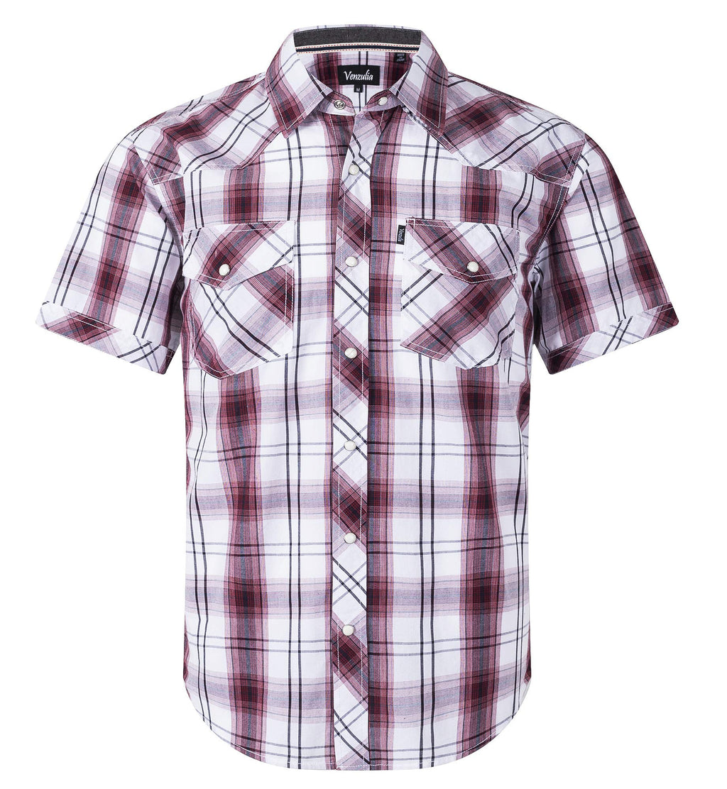 Men's Western Snap Casual Shirt Two Pocket Short Sleeve Shirt