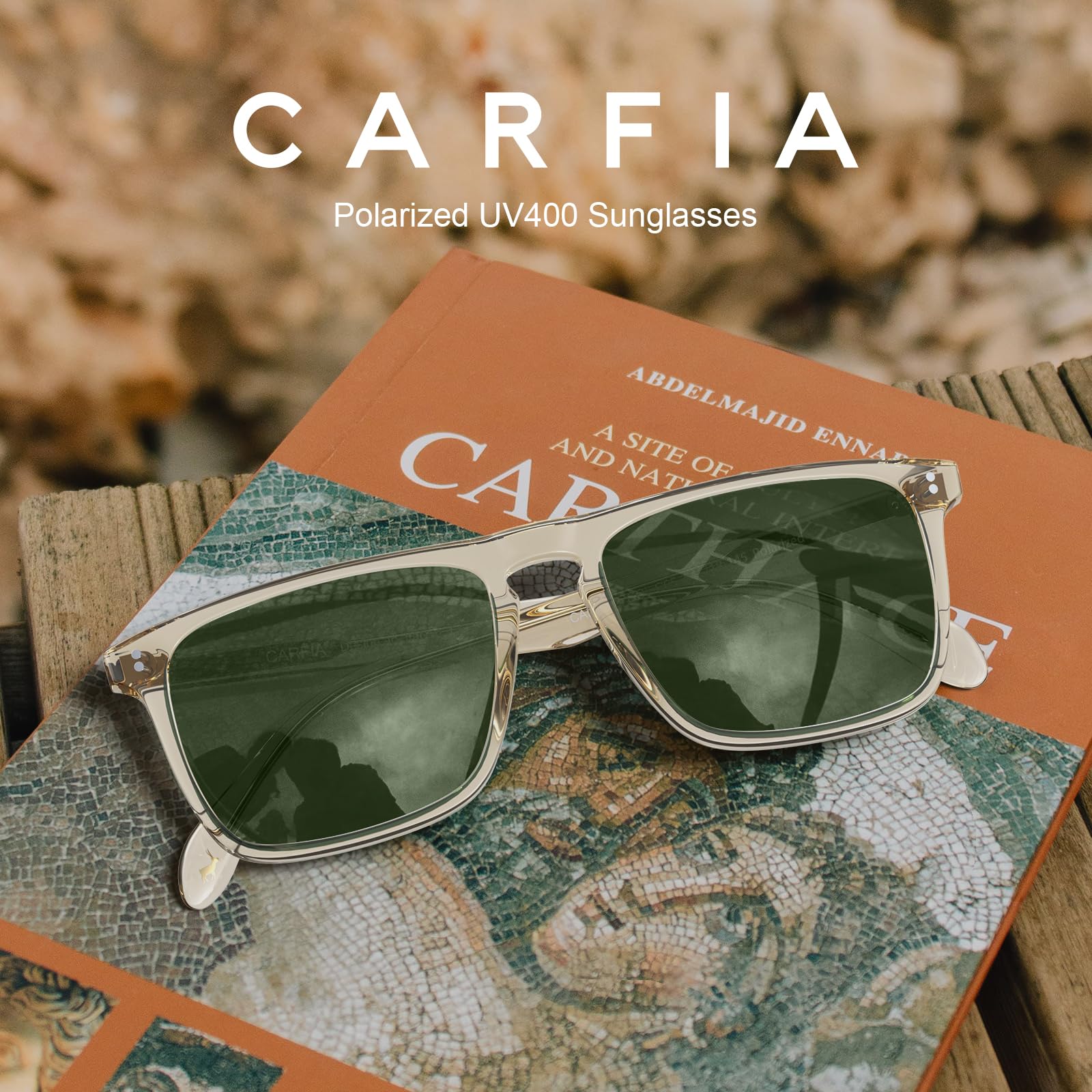 CARFIA Retro Polarized Sunglasses for Men UV Protection Hand-crafted Acetate Frame Fashion Cool Sun Glasses CA53572