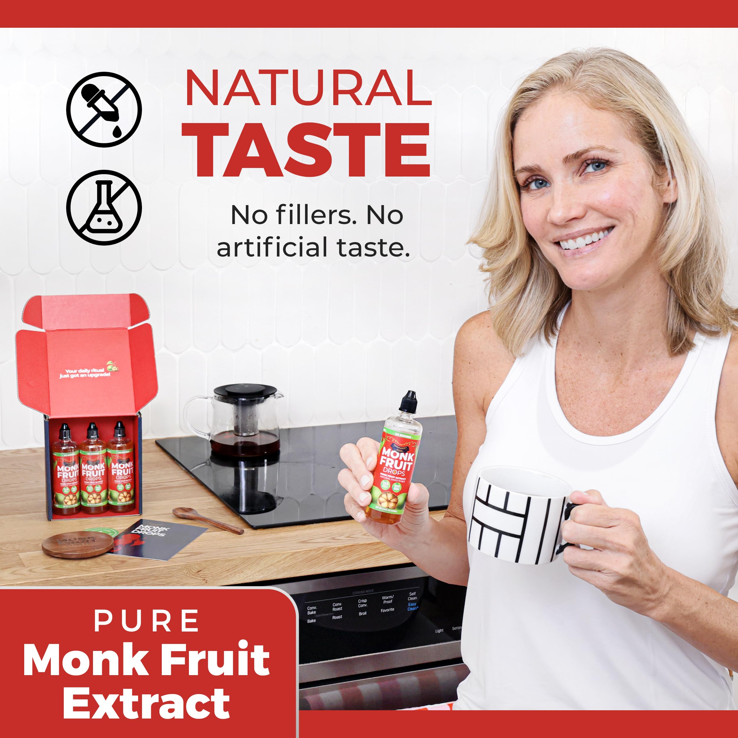 Monk Fruit Extract (6 Drops = 1 Tsp of Sugar) Zero Calories, Non-GMO, No Fillers - Liquid Monk Fruit Sweetener No Erythritol by Transparency Foods NEW FORMULA (1.7oz, 167 servings)