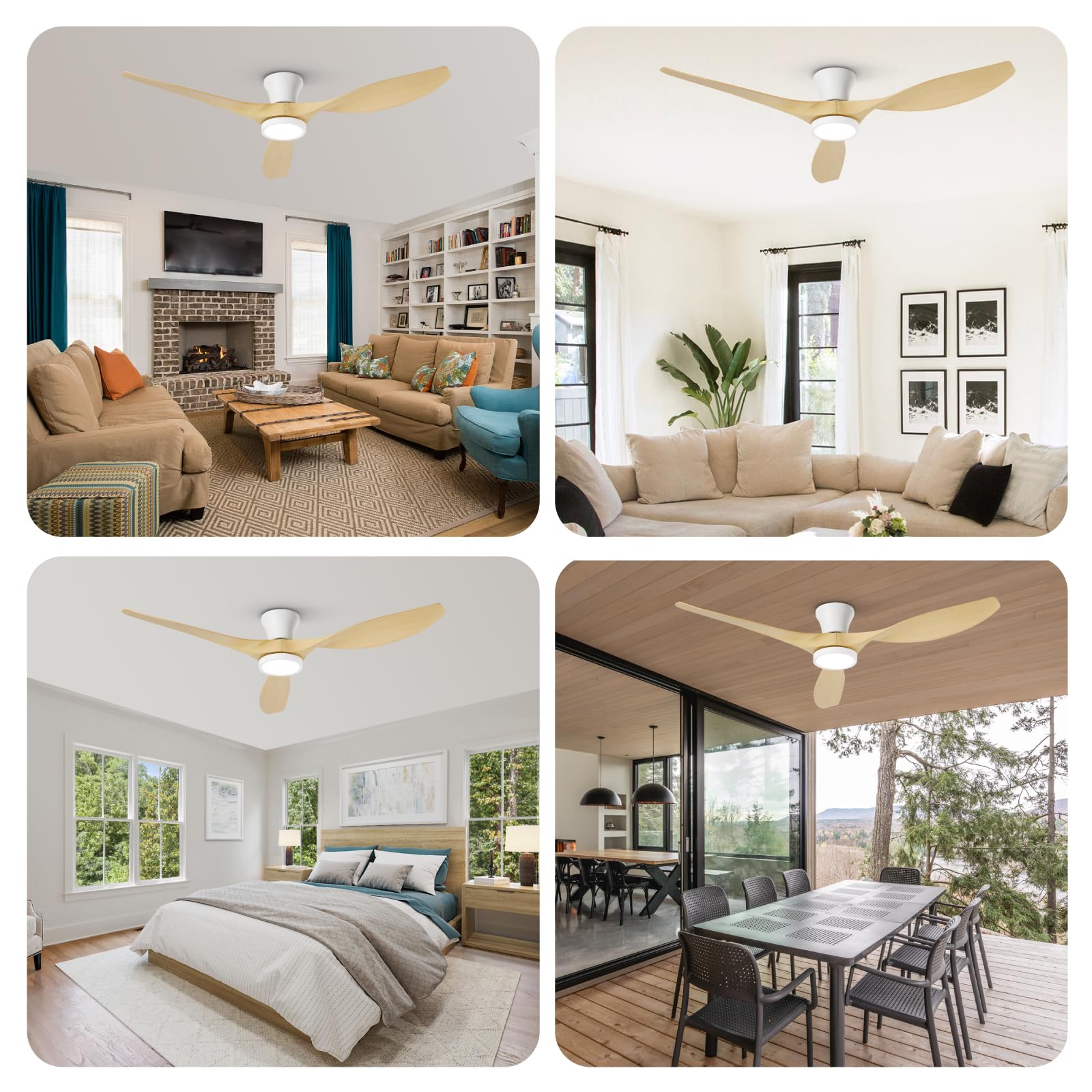 TALOYA Ceiling Fans with Lights,42 inch Modern Low Profile Ceiling Fan with Light and Remote Control, Flush Mount, 3CCT, White Ceiling Fan for Bedroom Living Room and Patio