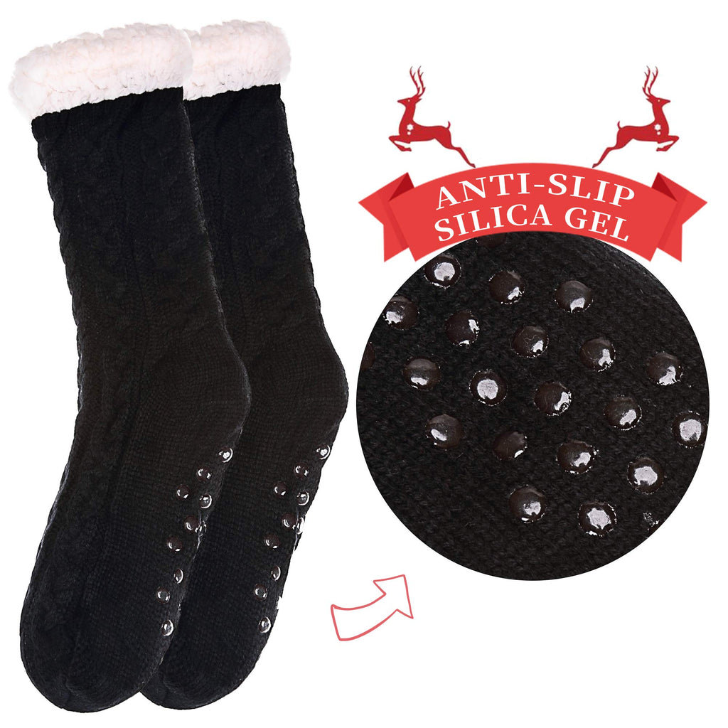 SDBING Women's Winter Super Soft Warm Cozy Fleece Lined Fuzzy Slipper Socks with Grippers