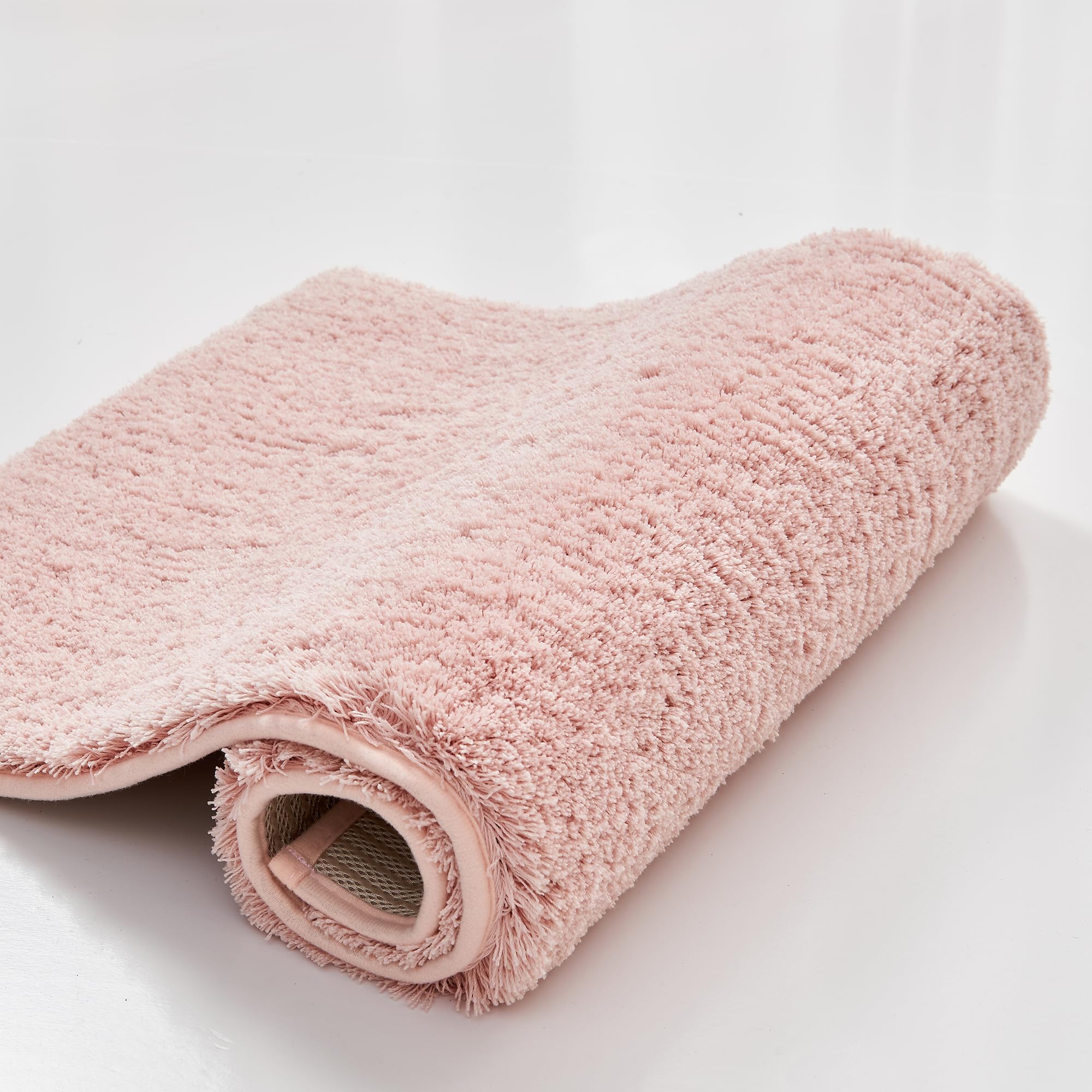 CozeCube Circle Fleece Bath mats for Bathroom, Fluffy Absorbent, Melange Quick Dry Microfiber Bath Rugs, Non Slip Washable Shower Mat Gifts, Brown, 24" X 16"