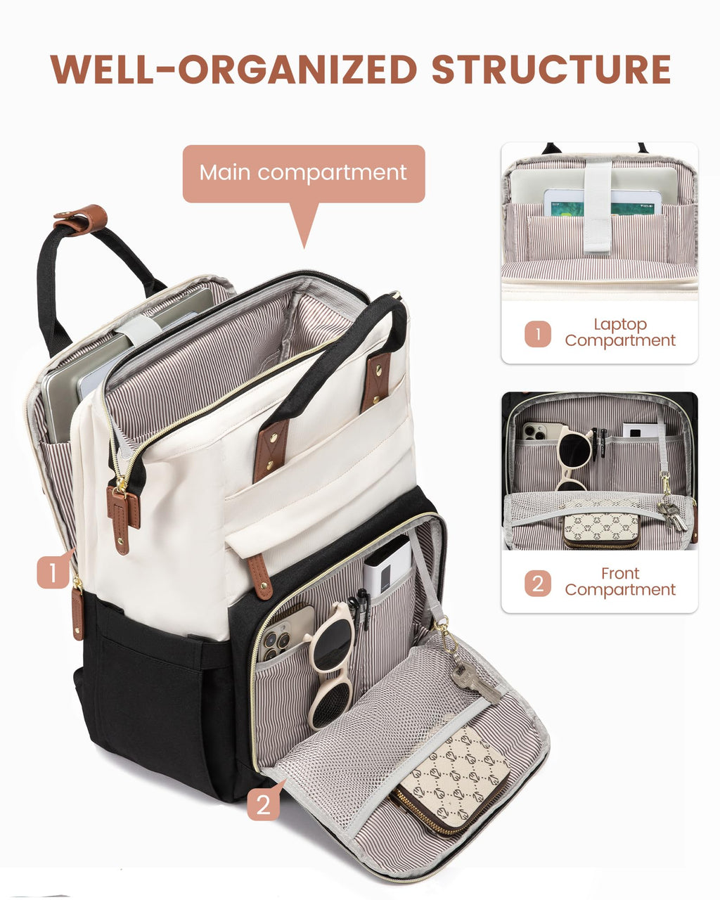 LOVEVOOK Laptop Backpack for Women, 15.6 inch Waterproof Nurse Bag Teacher Work Backpack Purse for Women, Travel Computer Backpack for College Office Business Ladies
